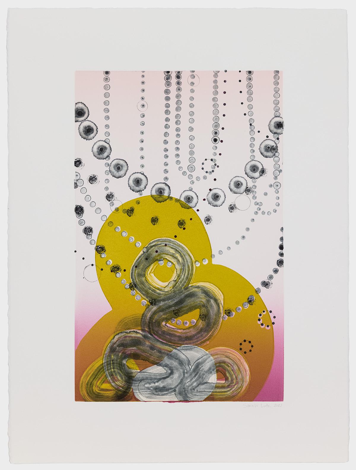 Abstract Print Sarah Lutz - Théologie des cordes VII, impression monotype abstraite