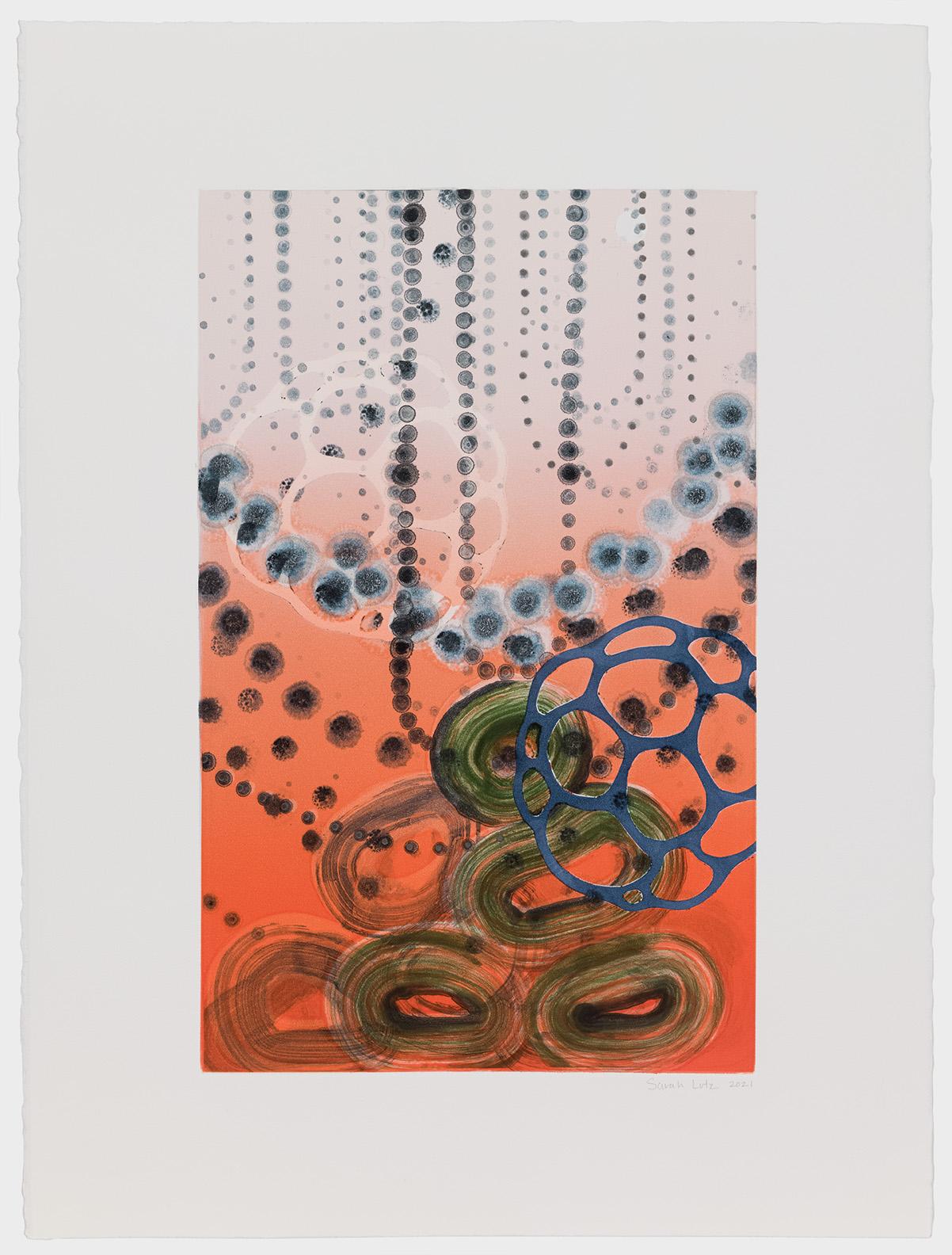 Sarah Lutz Abstract Print - String Theory XII, abstract monotype print