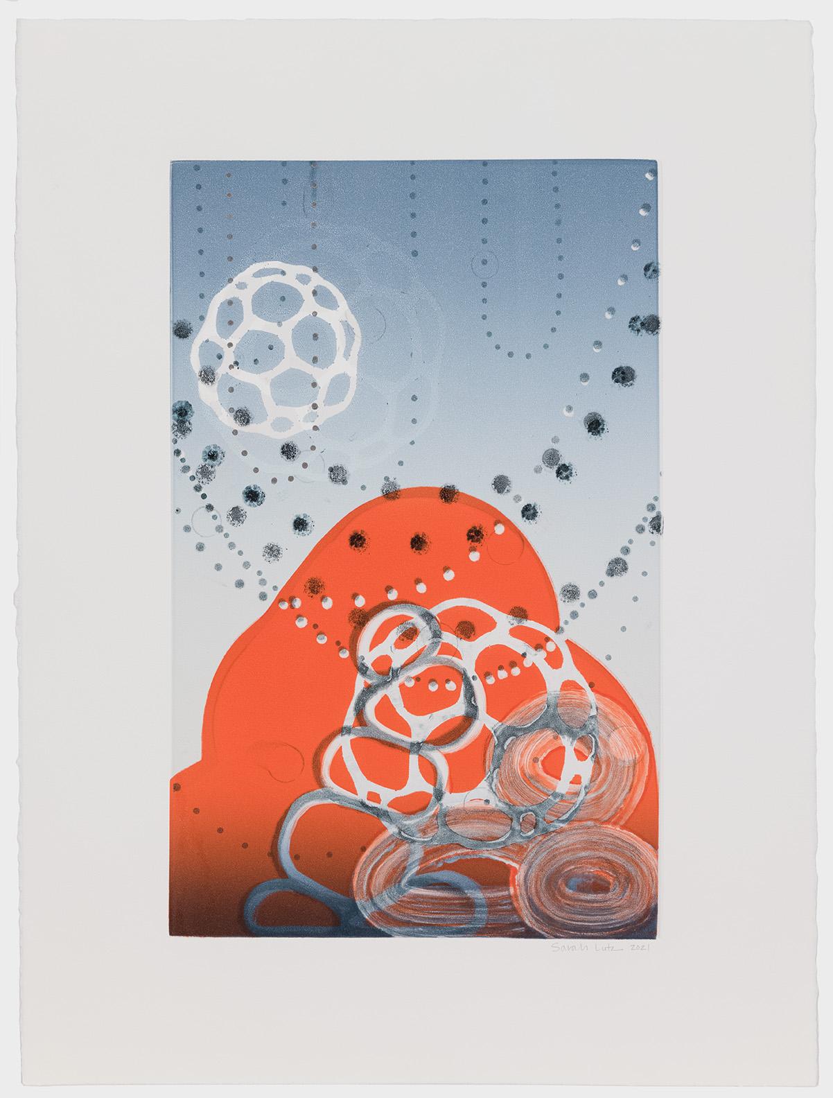 Abstract Print Sarah Lutz - Theory String XIV, impression monotype abstraite