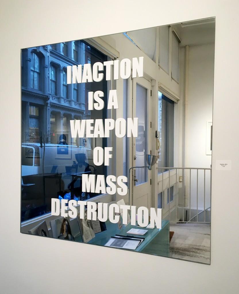 Inaction, Installation Art, Mirror, Mixed Media, Reflective, Text, Signed For Sale 1