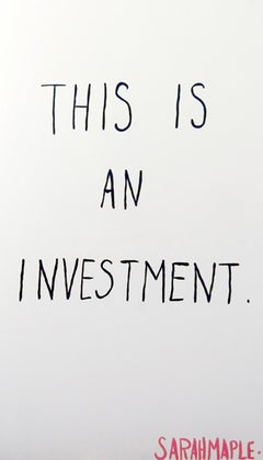 This is an Investment, Drawing, Collage, Black and White, Text, Signed. Framed
