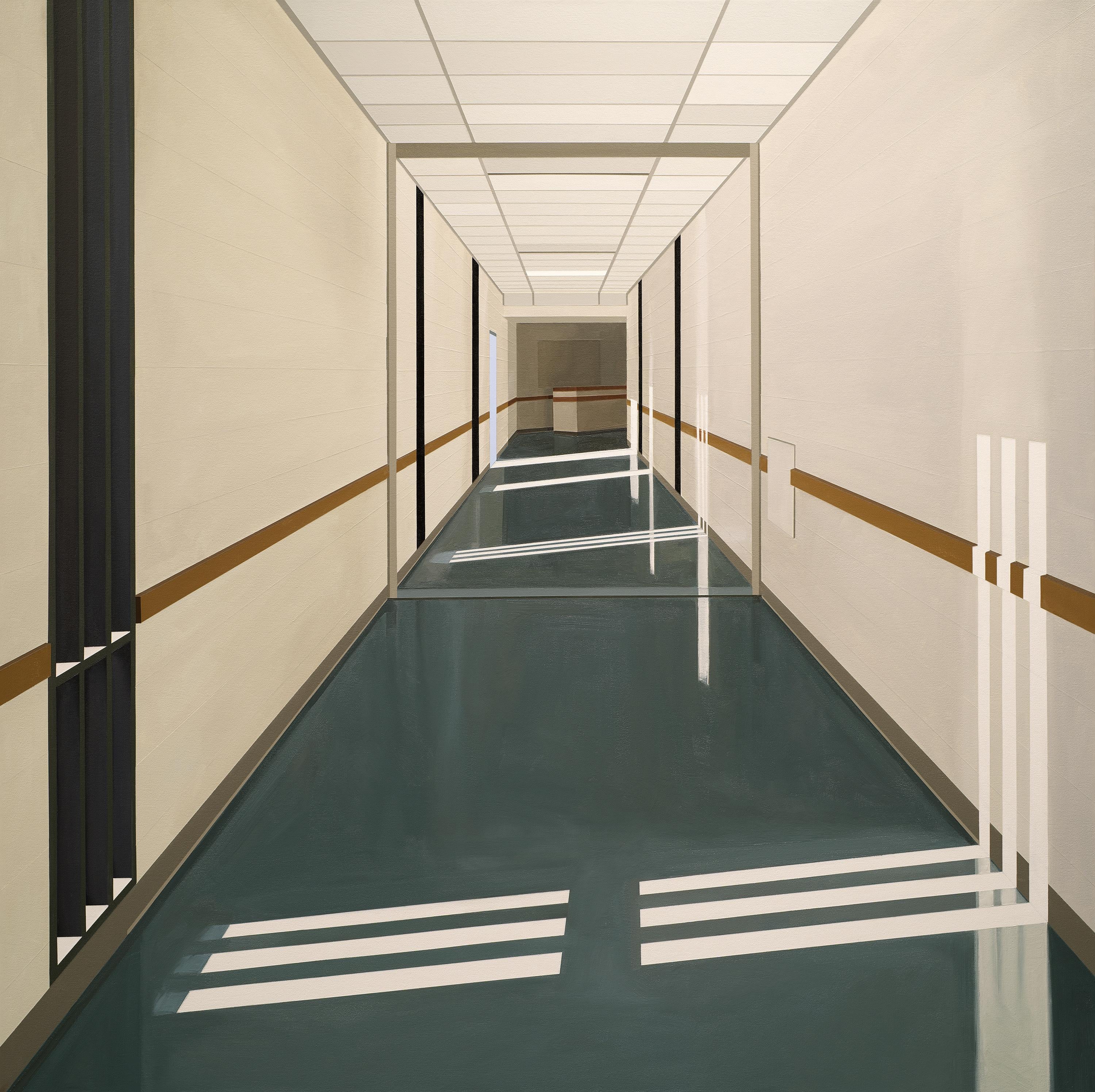Corridor (facadémie fermée, campus pour jeunes de San Diego) - Painting de Sarah McKenzie