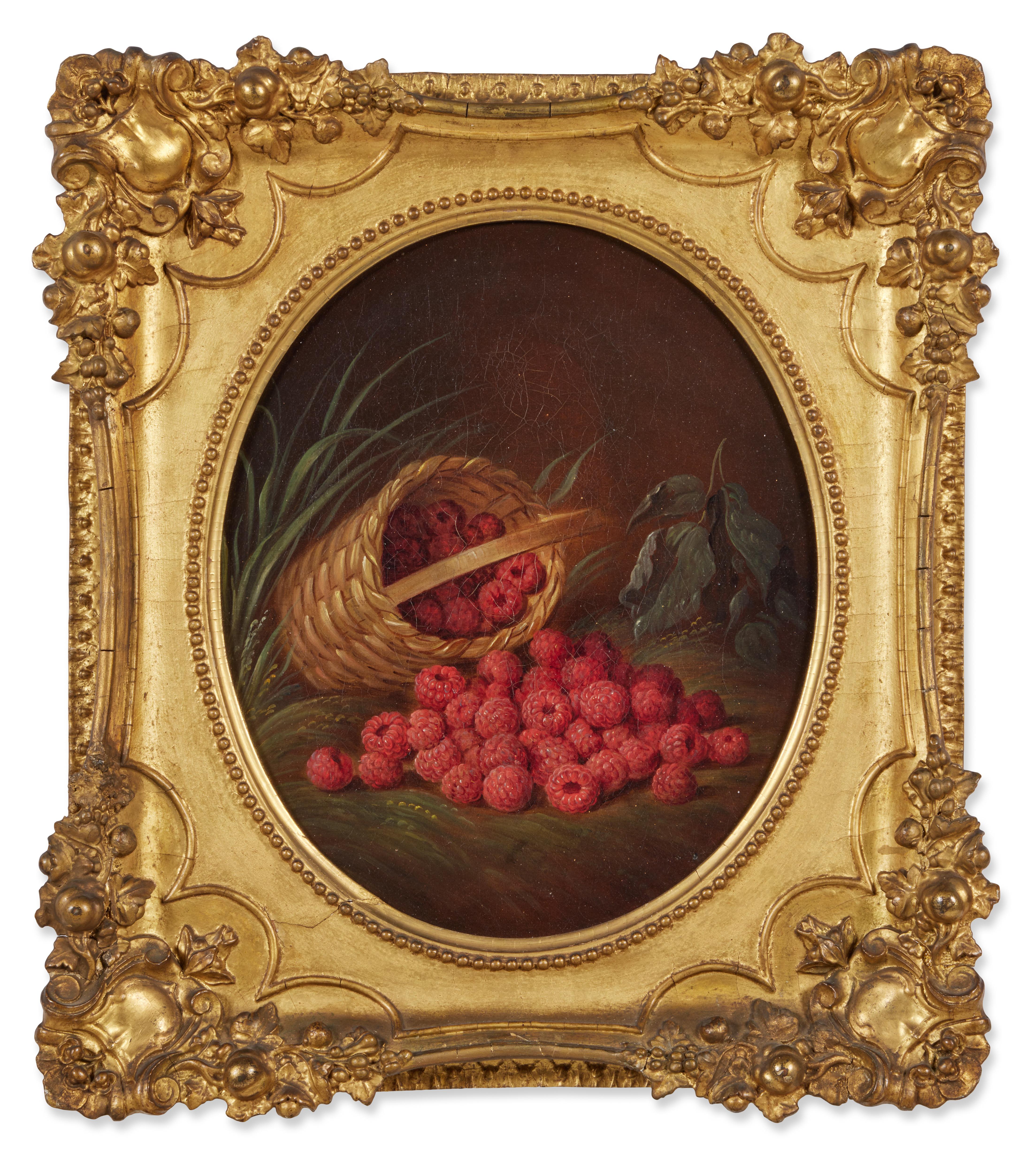 Pair of Fruit Still Lifes, Sarah Miriam Peale, Cherries and Raspberries Basket For Sale 4