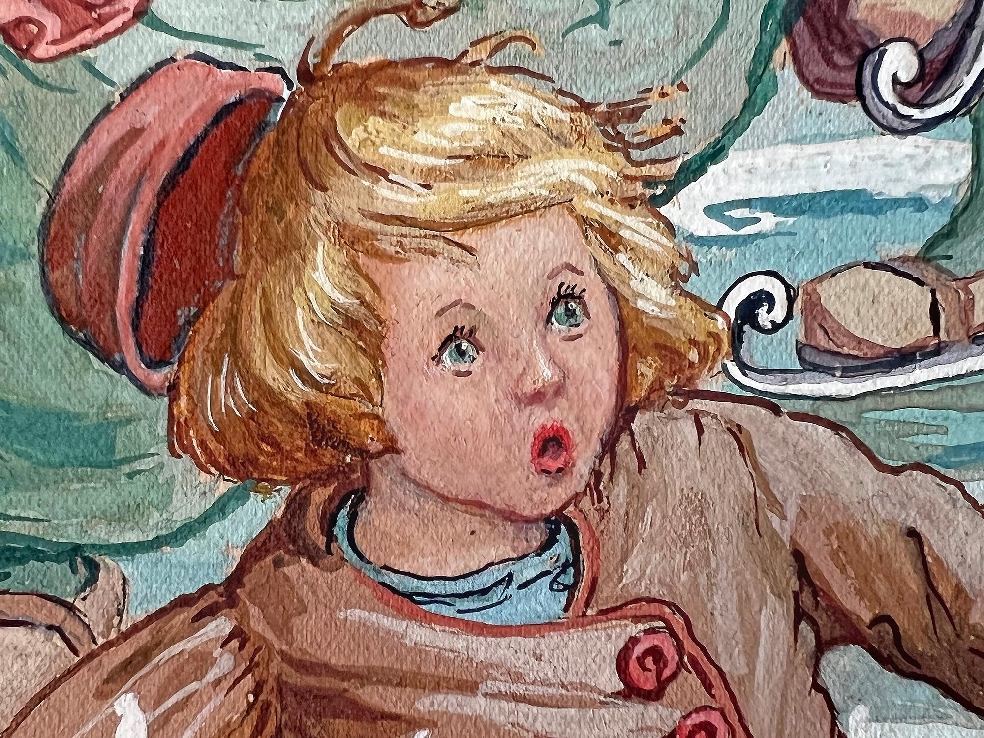 Mutter Gans Edelsteine Buch  - Drei niederländische Kinder (Art nouveau), Painting, von Sarah Noble Ives