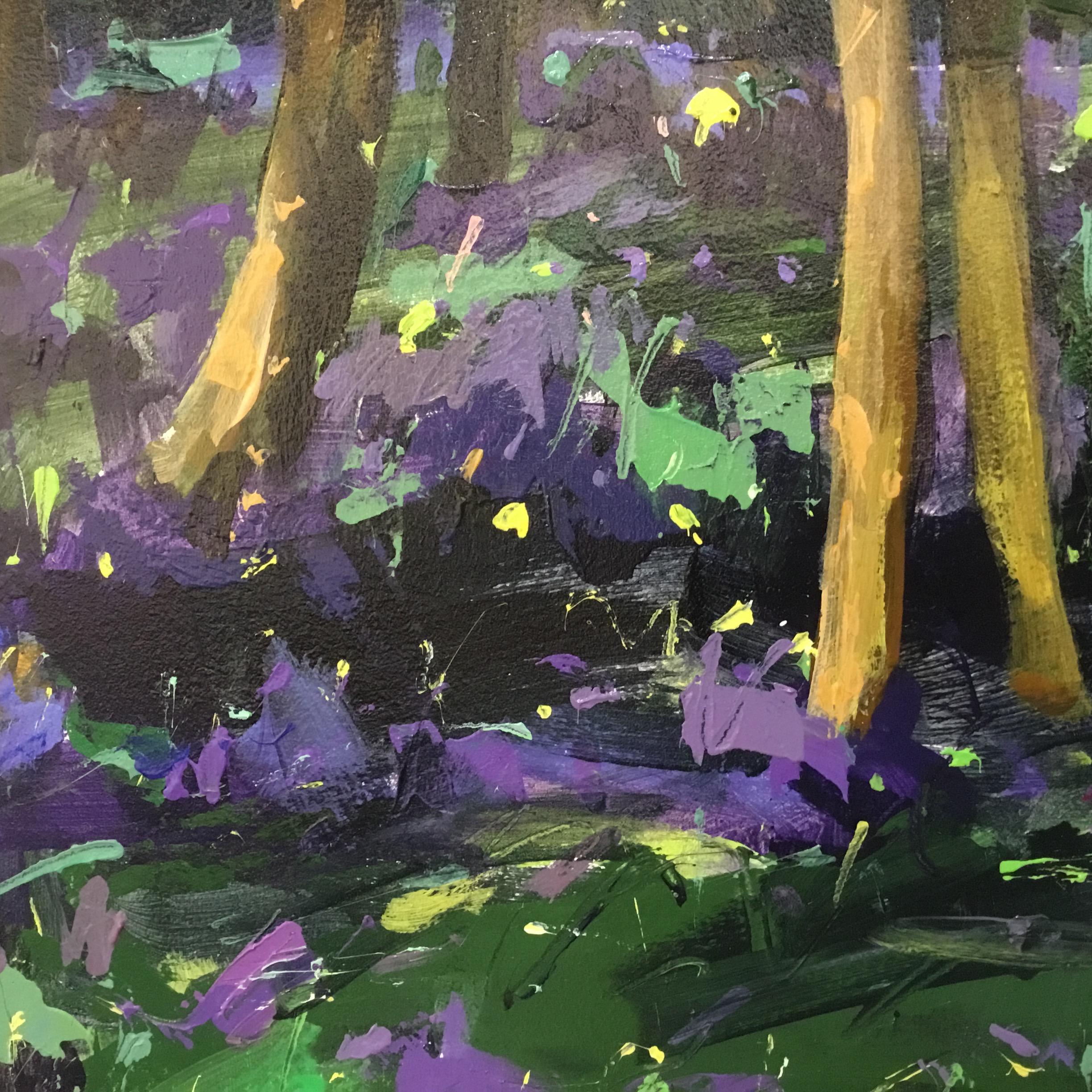 Great Is Your Love, Landscape painting, Bluebell Woodland art, Acrylic on board For Sale 1
