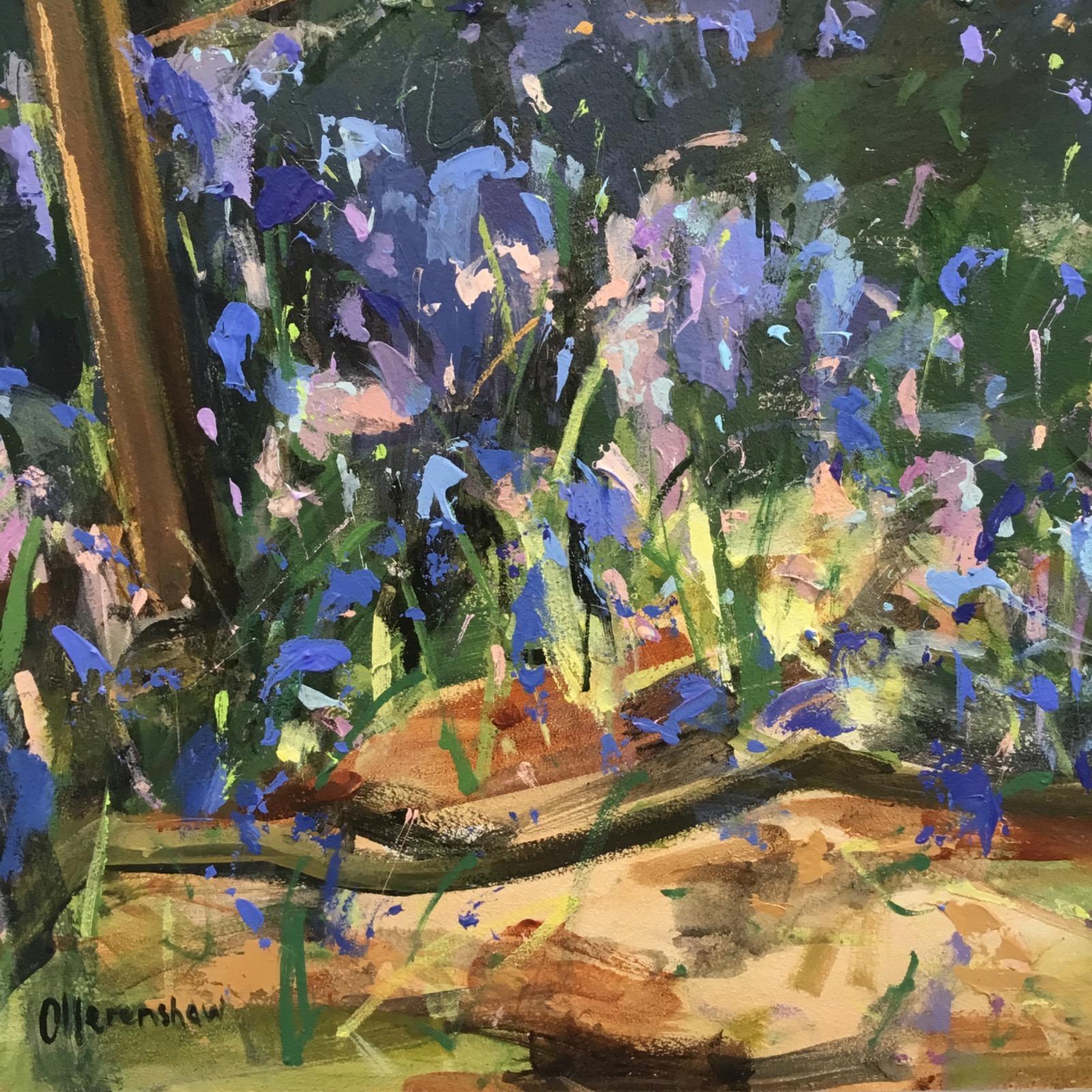 Lifted on High by Sarah Ollerenshaw impressionist painting of a bluebell wood 2