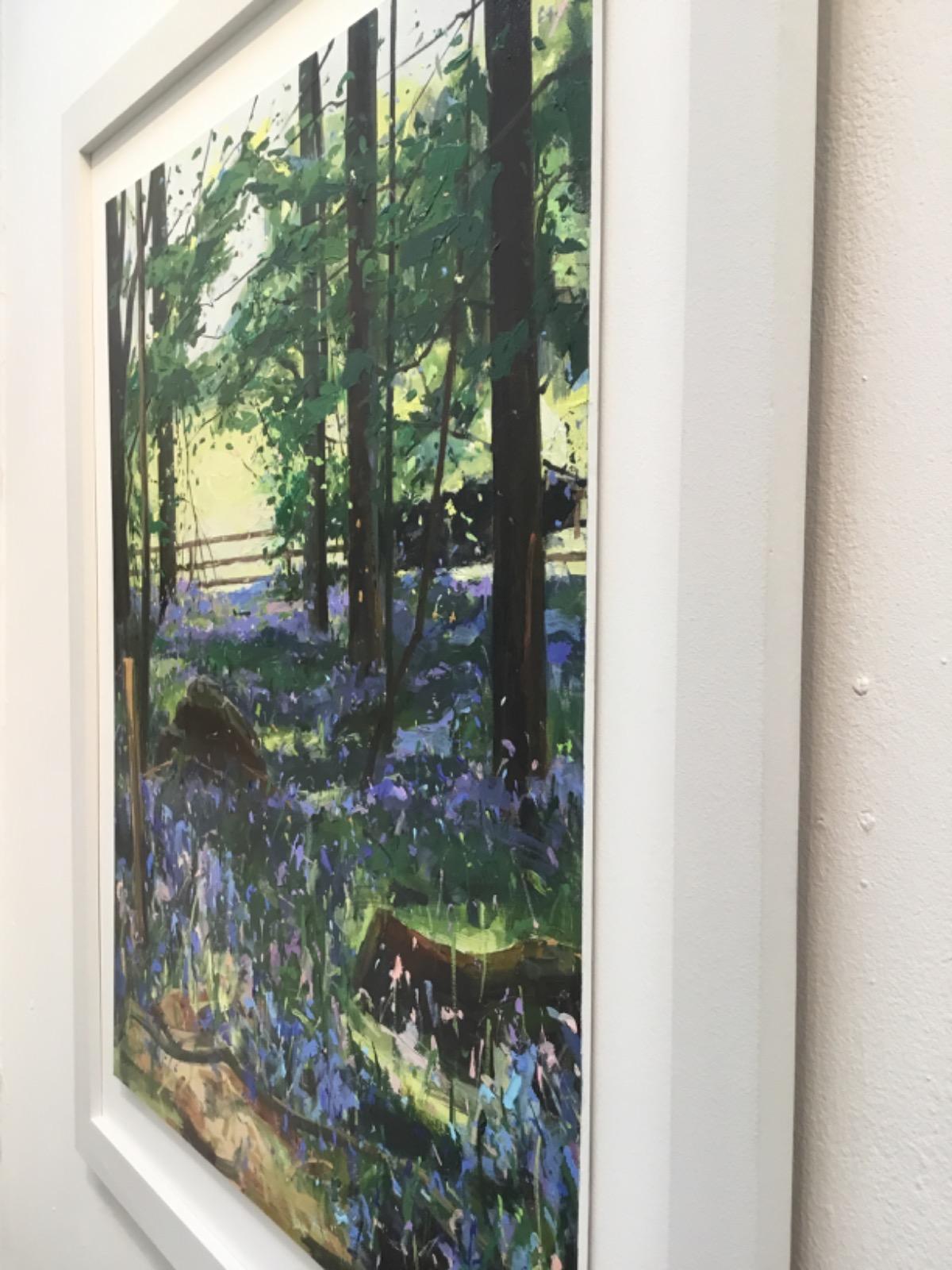 Lifted on High by Sarah Ollerenshaw impressionist painting of a bluebell wood 3