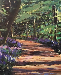 You Go Before Me, landscape art , purple, brown and green painting 