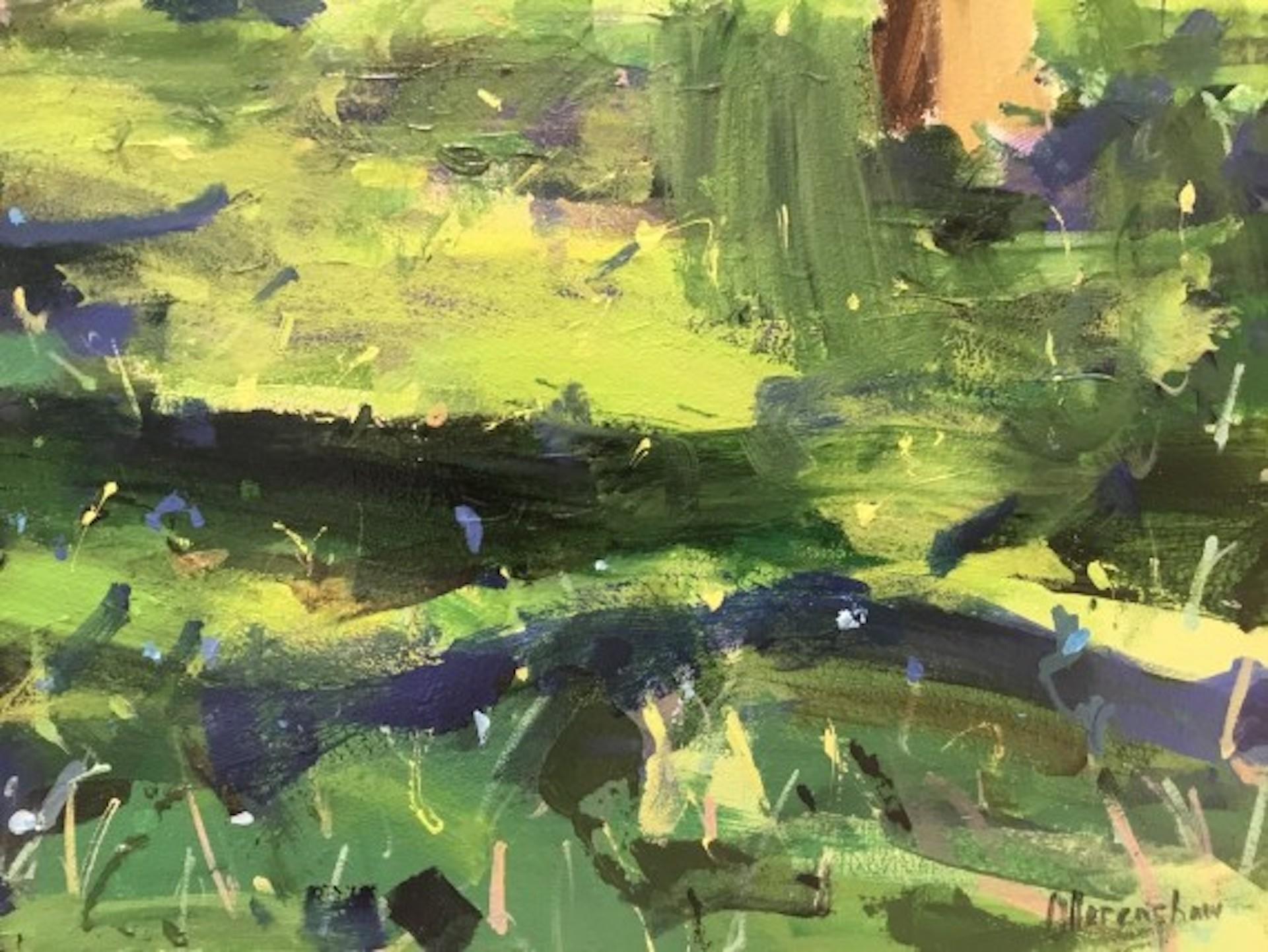 Tu canción refrescó mi alma, Pintura original, Bosque, Paisaje, Verano - Landscape Painting Negro de Sarah Ollerenshaw