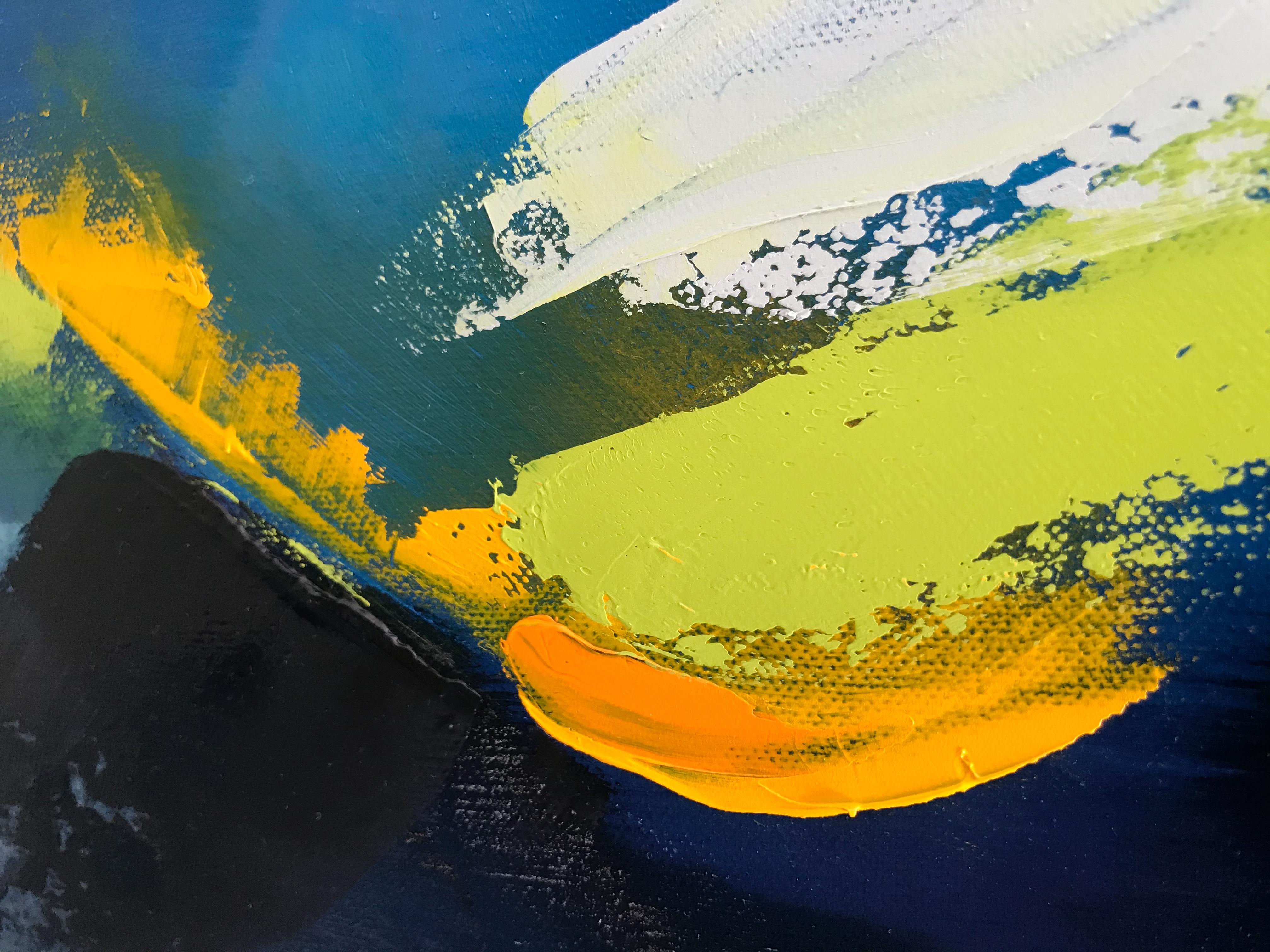 Punto blu nero, pittura a olio astratta - Abstract Painting Blu di Sarah Parsons