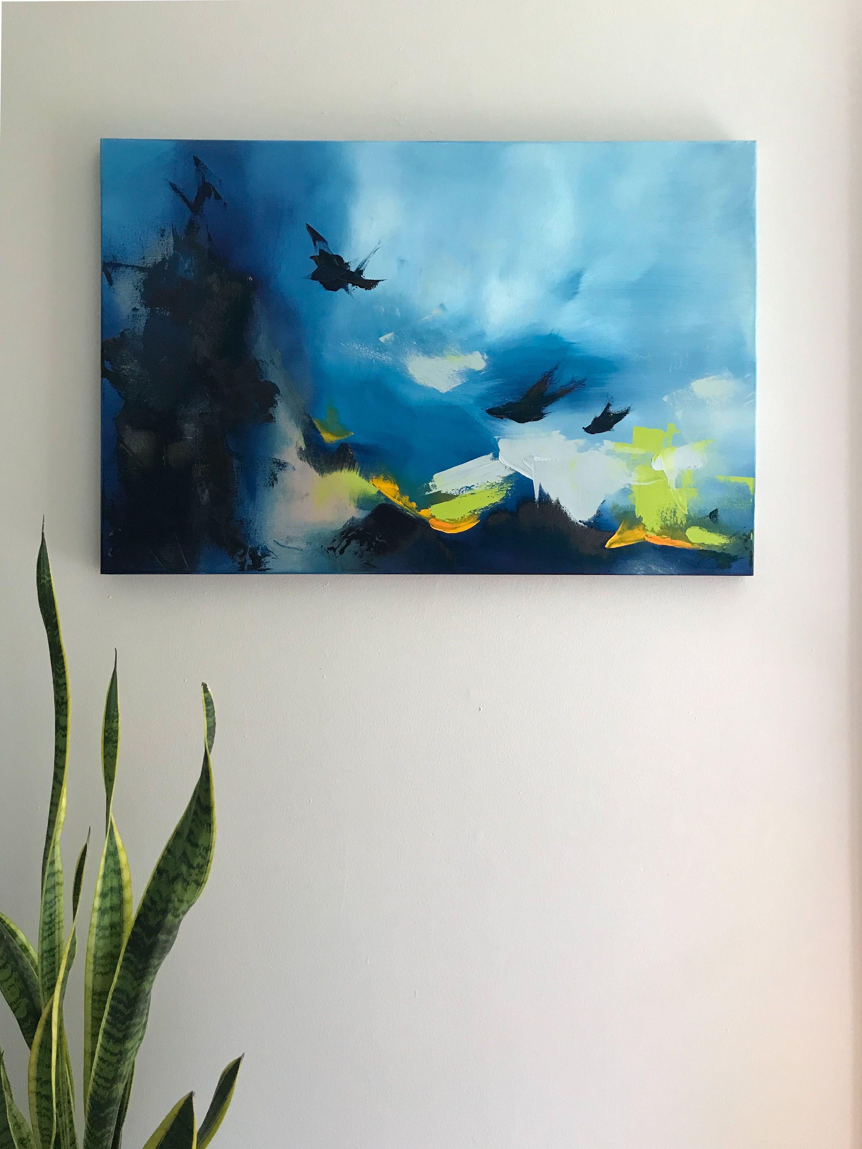 Blue Black Point, Painting, Oil on Canvas For Sale 3