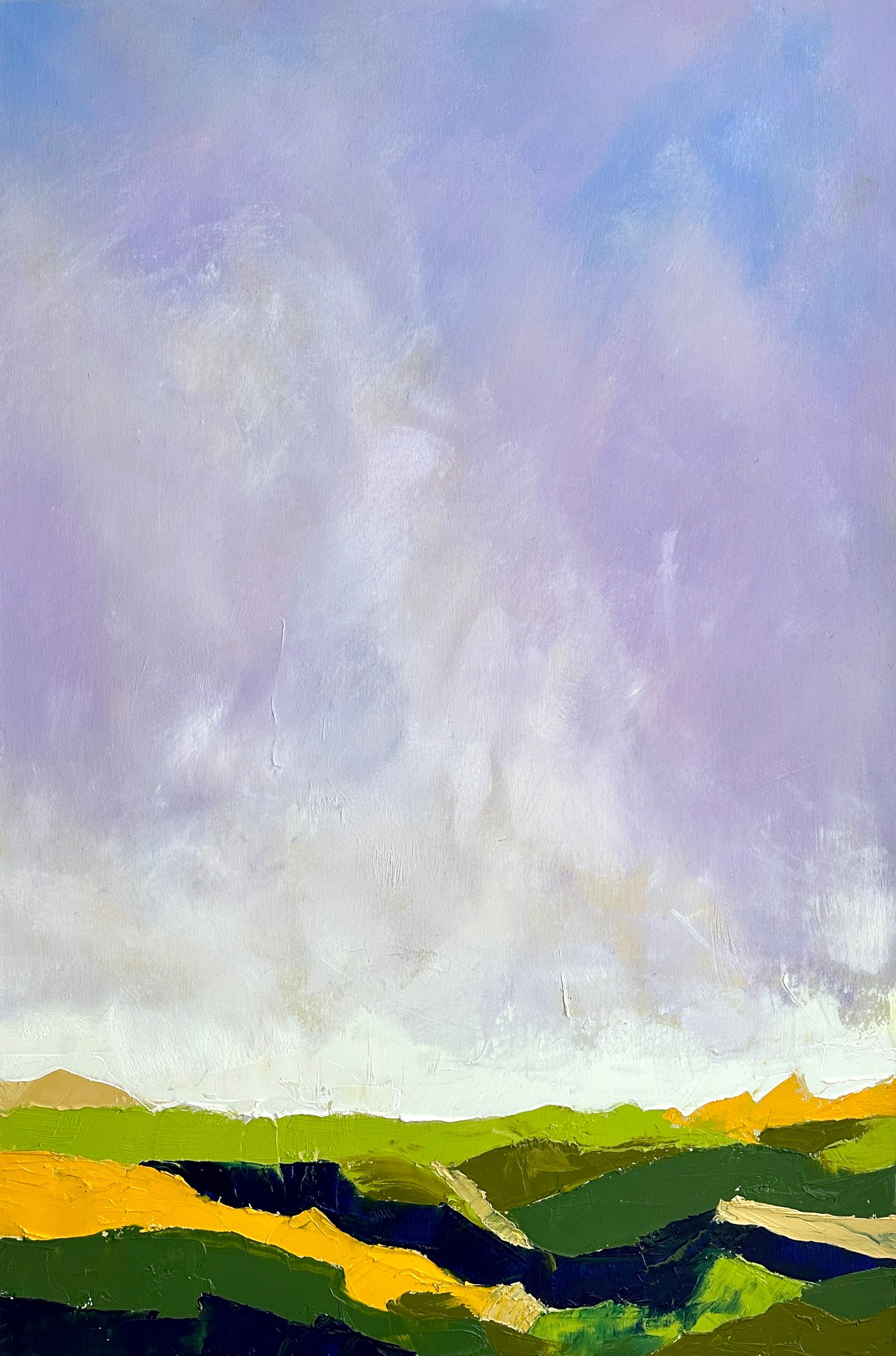 Sarah Parsons Abstract Painting – Abend über Grün, Abstraktes Ölgemälde