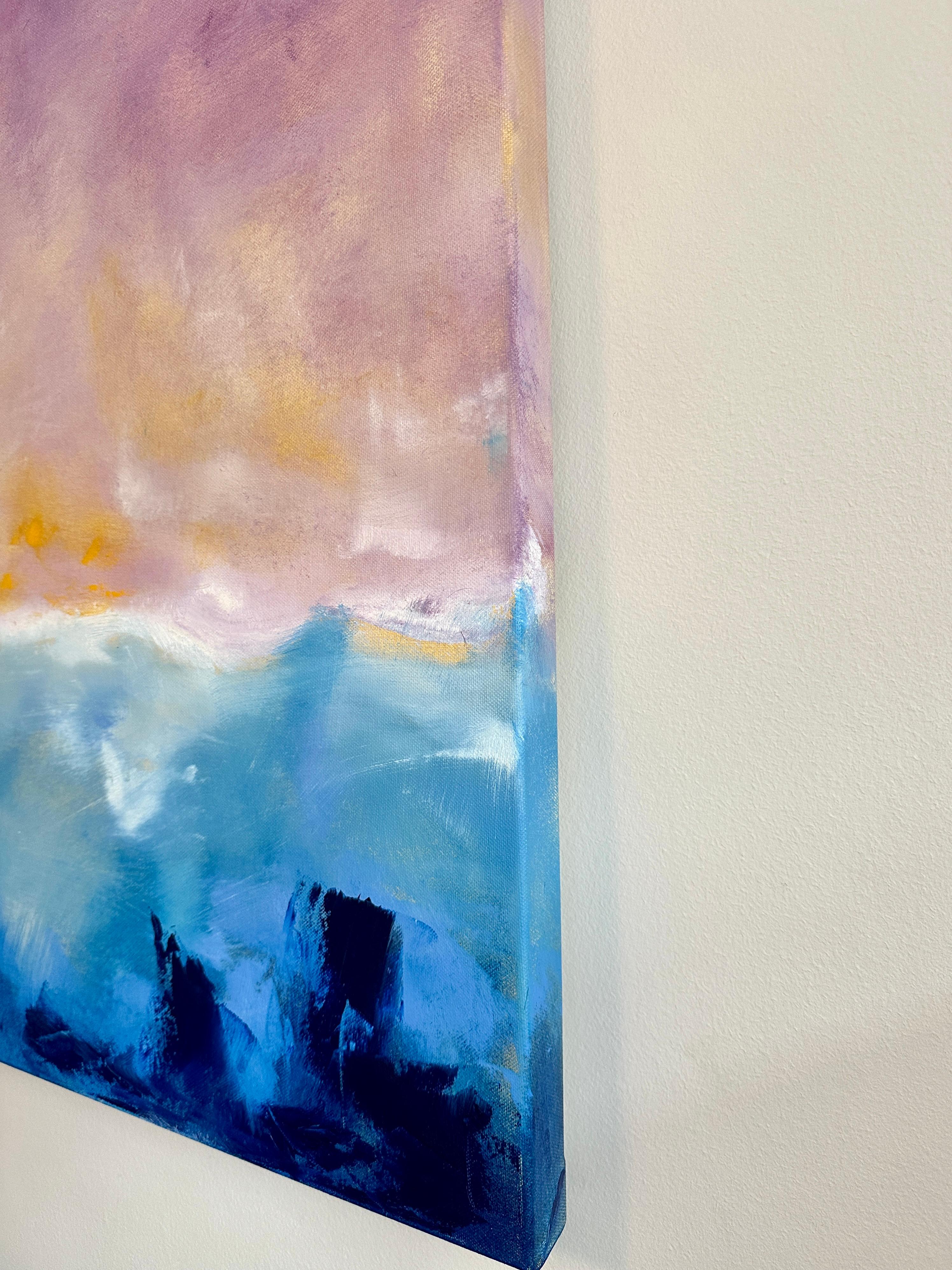 Fiery Ridge, Abstract Oil Painting - Brown Landscape Painting by Sarah Parsons