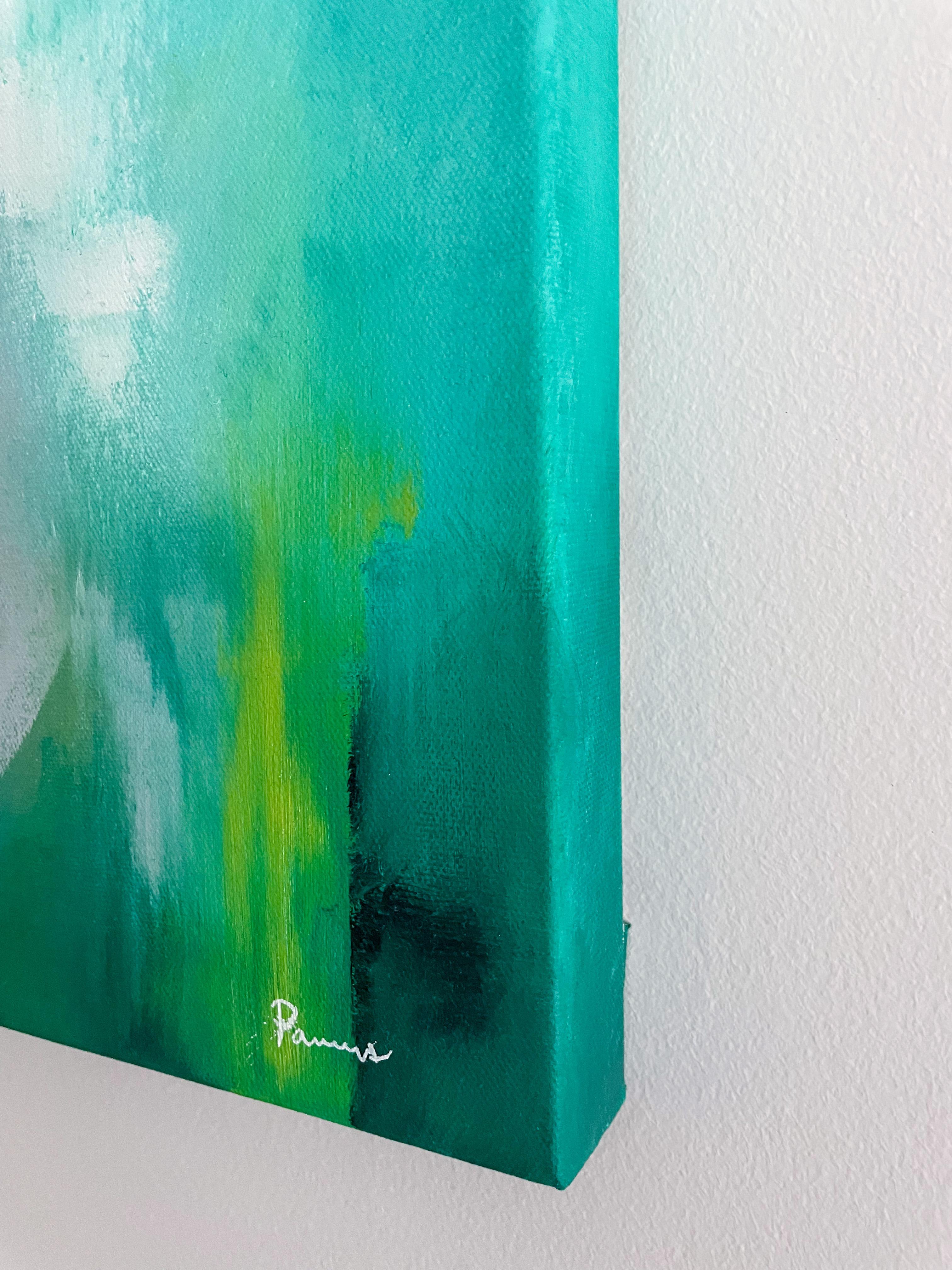 Peinture à l'huile abstraite Green Refresh - Painting de Sarah Parsons