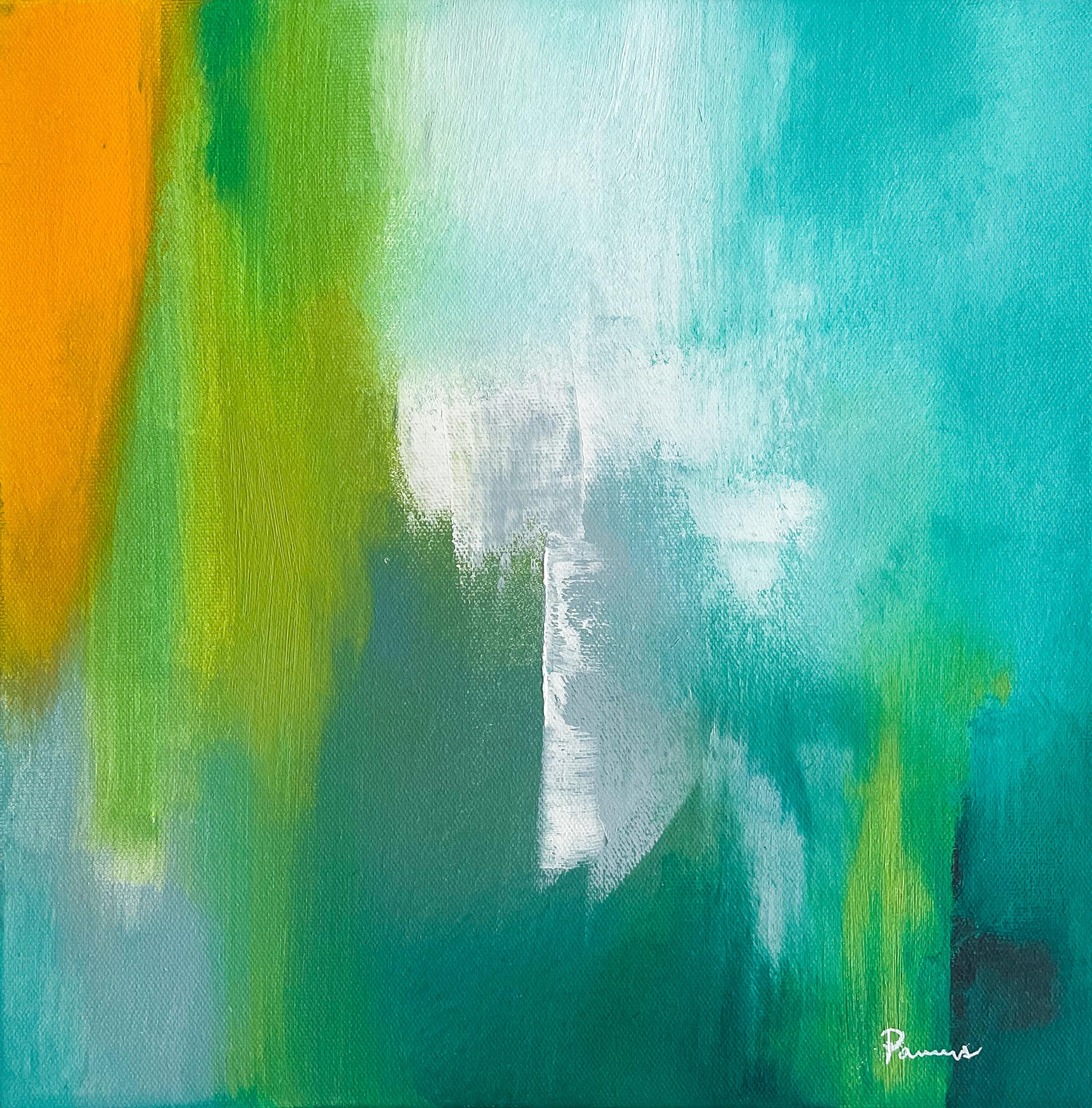 Sarah Parsons Abstract Painting - Green Refresh, Abstract Oil Painting