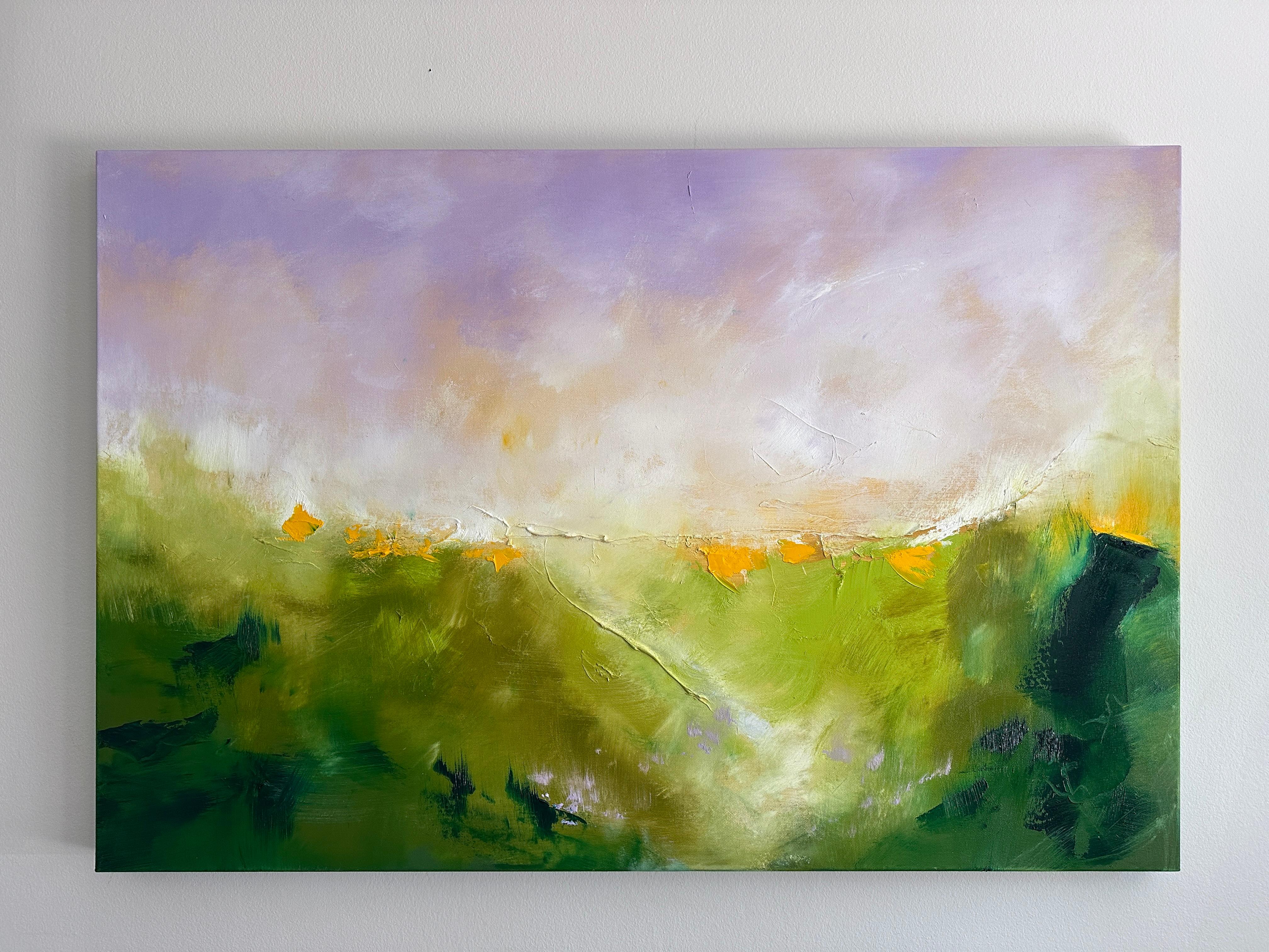 Das Tal, Abstraktes Ölgemälde (Braun), Landscape Painting, von Sarah Parsons
