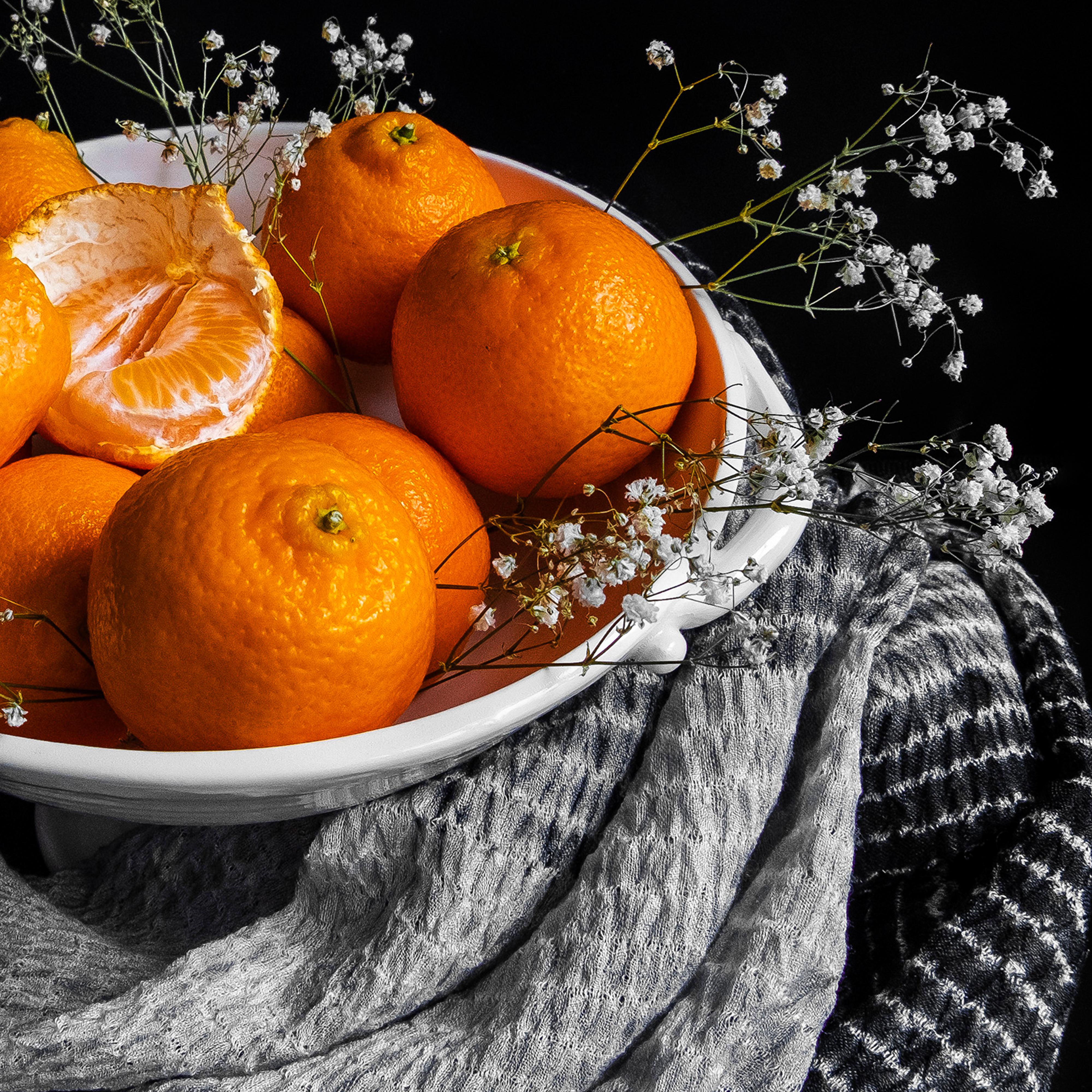 Mandarin Orange Beauty Shot, absurdist still life food photograph, 2020 - Photograph by Sarah Phillips