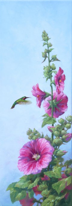 Hollyhocks and Hummingbirds