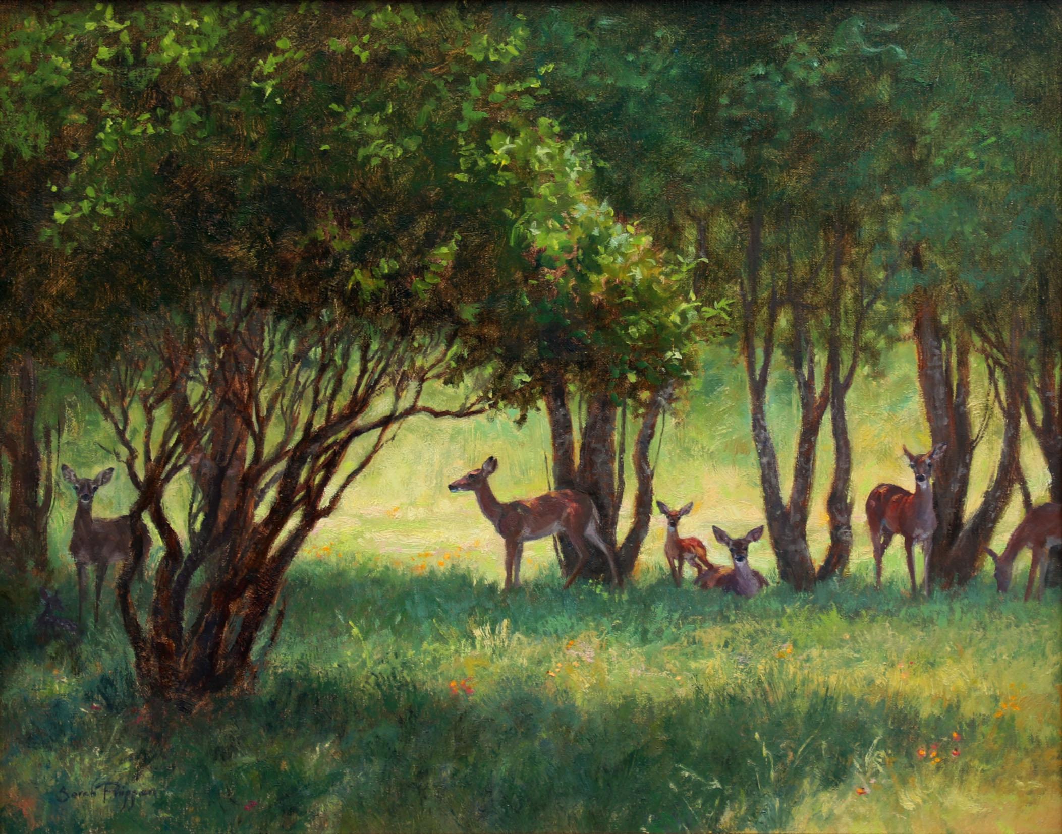 Under the Sheltering Trees - Realist Painting by Sarah Phippen