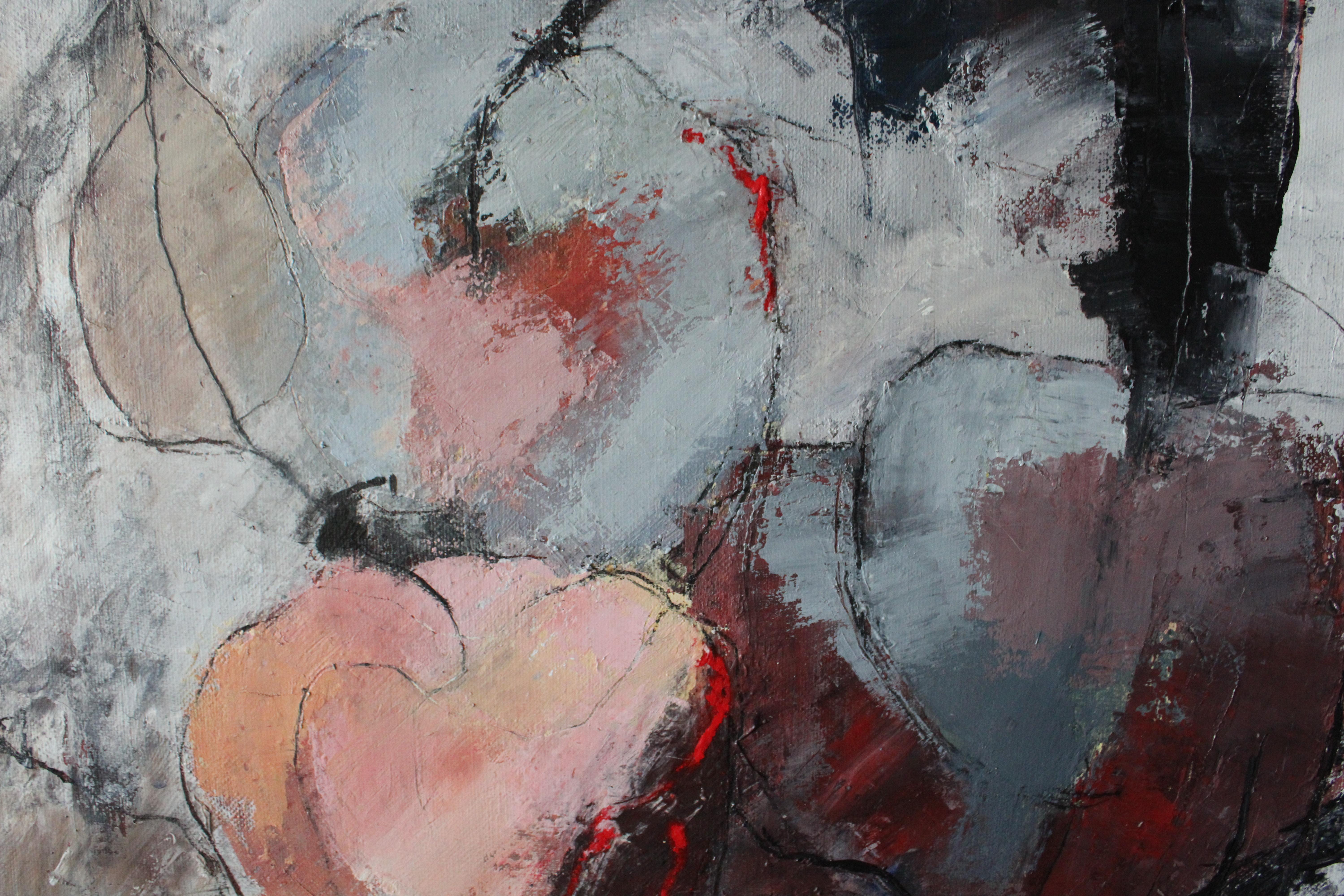 Abstraktes Stillleben Ölgemälde auf Leinwand von Rosa Äpfel von Sarah Picon 2003 im Angebot 8