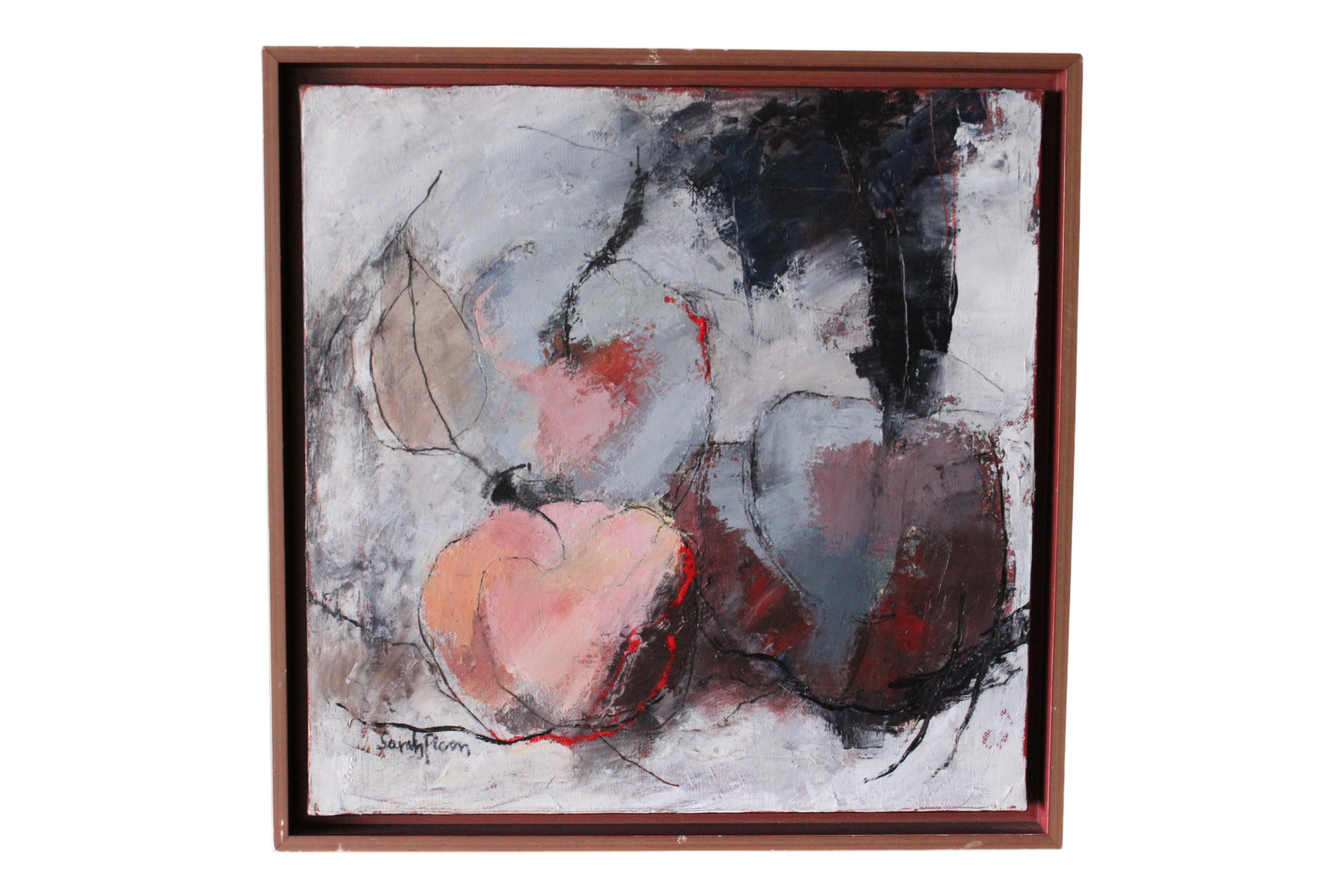 Abstraktes Stilleben, originales Stilleben, Stillebenmalerei, Öl aus der Mitte des Jahrhunderts, Obstmalerei Öl, Küchendekoration, Wandkunst, Küchenwandkunst, Vintage-Stilleben, Vintage-Ölgemälde, Vintage-Küchendekoration, Vintage-Gemälde, großes