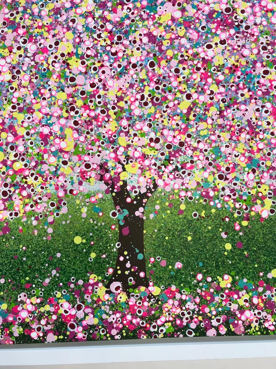 A Pop of Spring, Original Pop Art Style Landscape Tree Painting, Statement Art For Sale 1
