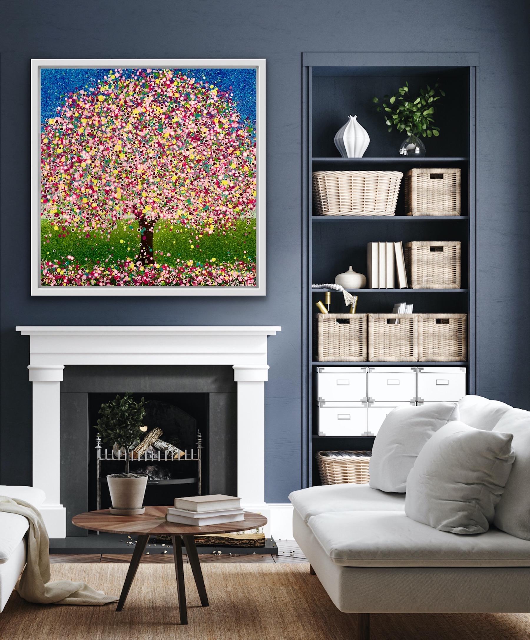 A Pop of Spring, Original Pop Art Style Landscape Tree Painting, Statement Art For Sale 2