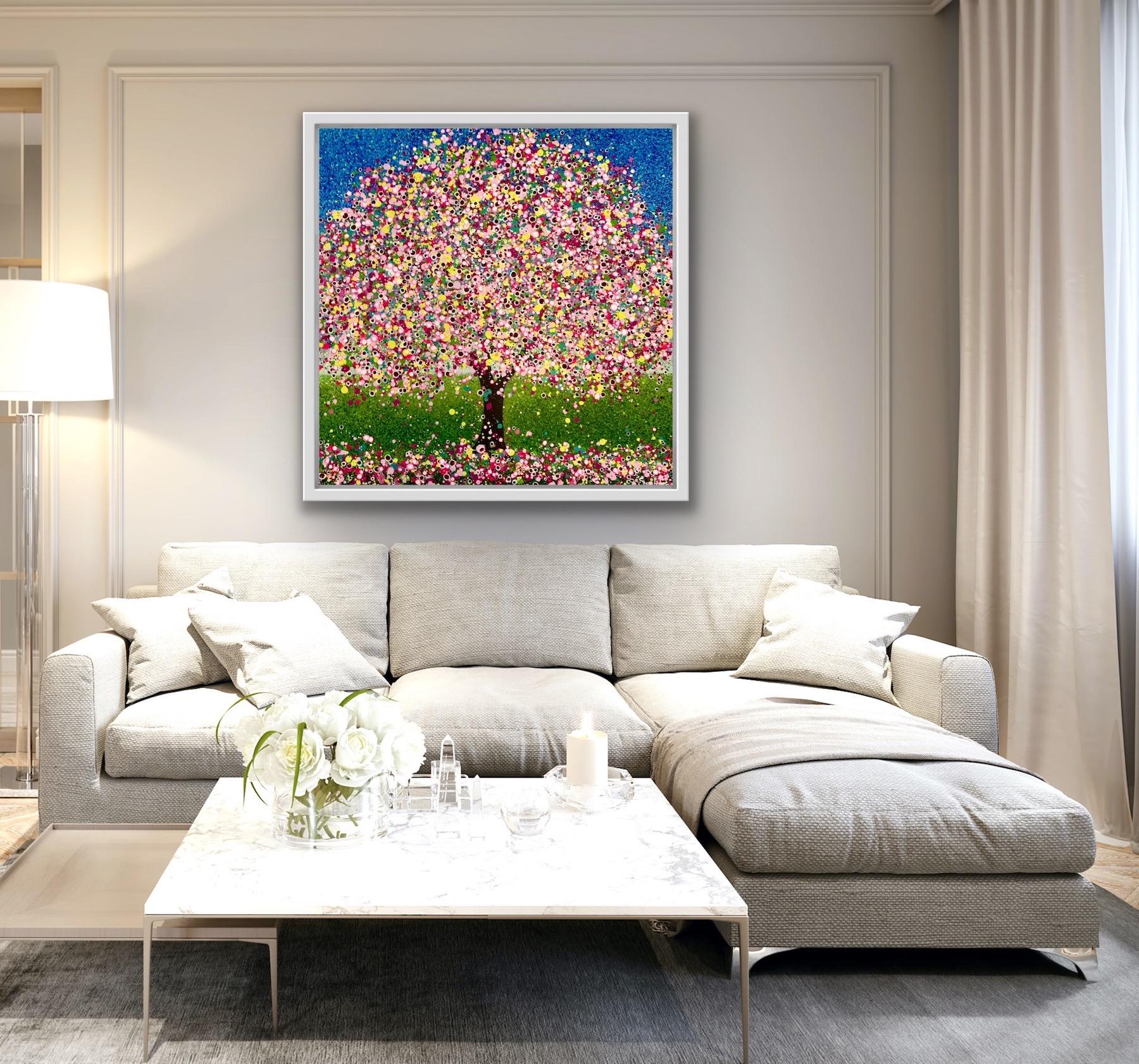 A Pop of Spring, Original Pop Art Style Landscape Tree Painting, Statement Art For Sale 3