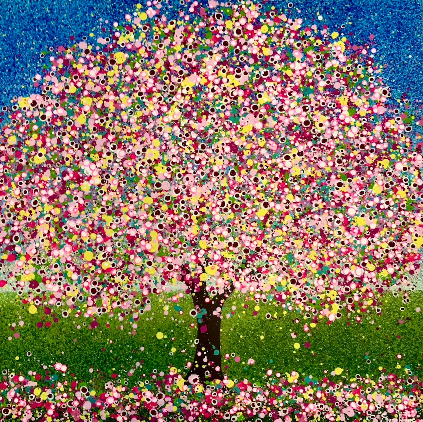Sarah Pye  Landscape Painting - A Pop of Spring, Original Pop Art Style Landscape Tree Painting, Statement Art