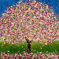 A Pop of Spring, Original Pop Art Style Landscape Tree Painting, Statement Art