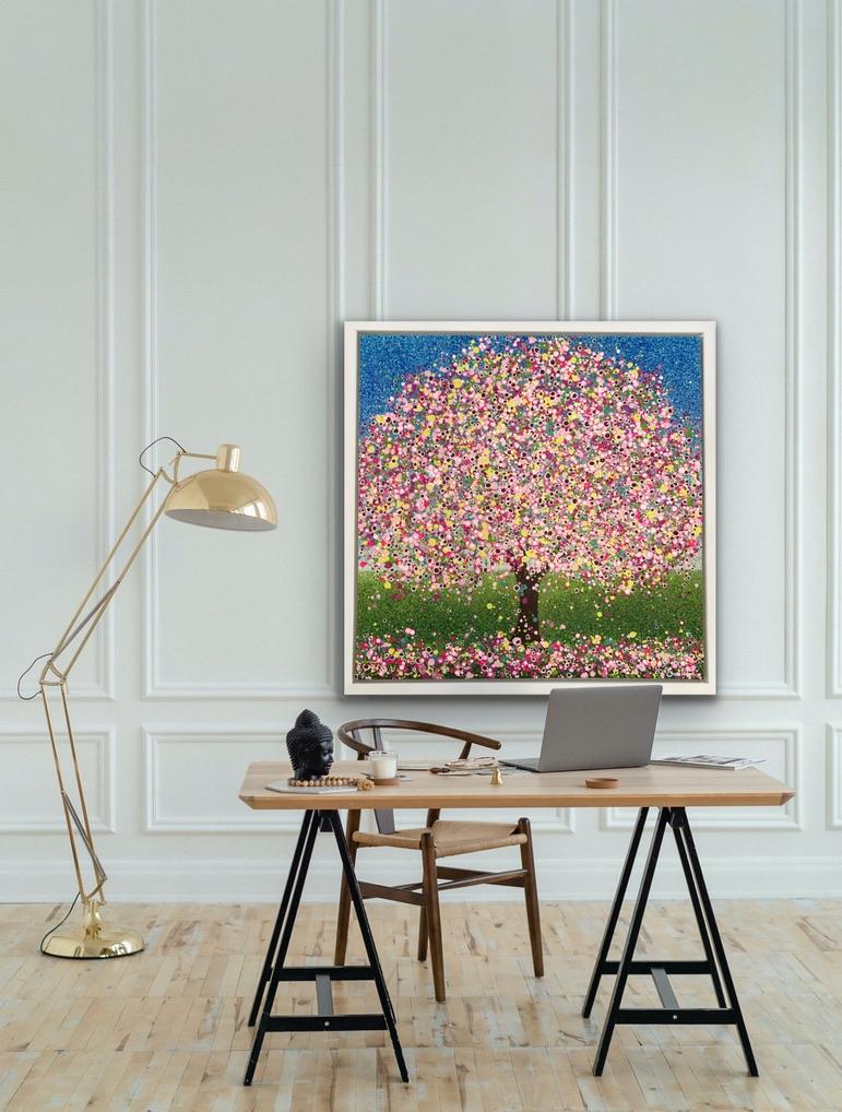 A Pop of Spring, Sarah Pye, Landscape painting, Tree painting, contemporary art - Painting by Sarah Pye 