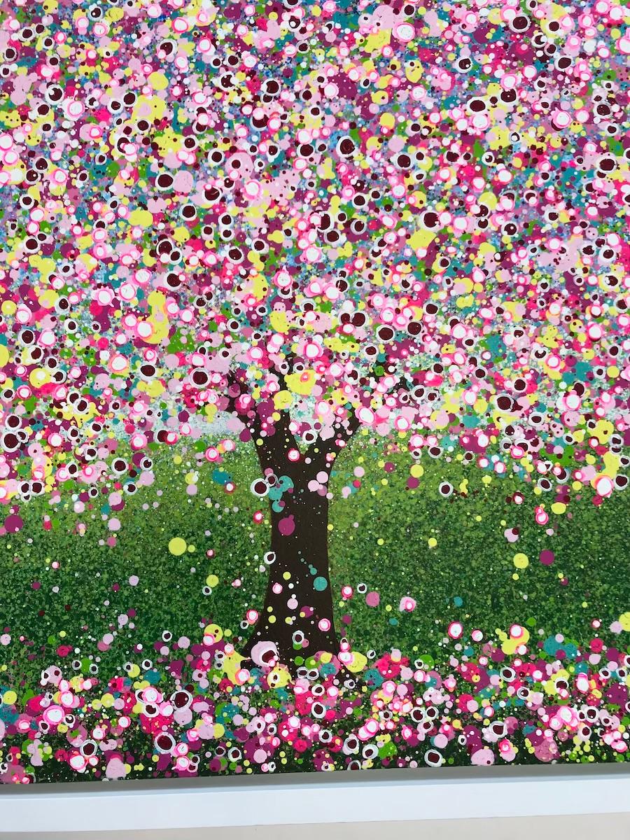 A Pop of Spring, Sarah Pye, Landscape painting, Tree painting, contemporary art - Beige Landscape Painting by Sarah Pye 