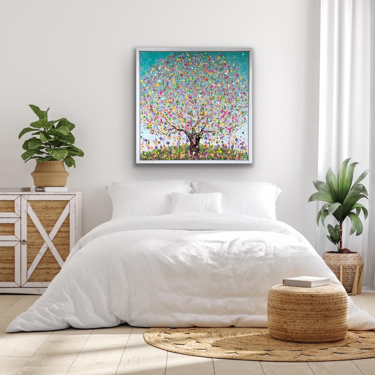A Little Pop of Spring, Original painting, Landscape, Tree Art, Abstract For Sale 9
