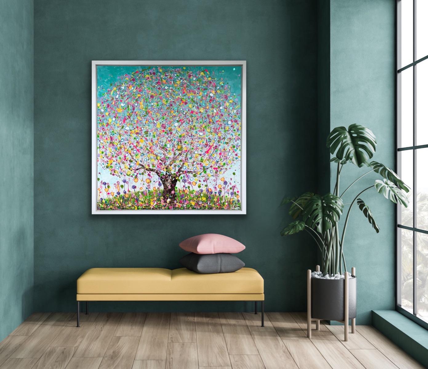 A Little Pop of Spring, Original painting, Landscape, Tree Art, Abstract For Sale 3