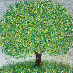 Arbre Vert, Pop Art, Green Landscape Painting, Large Scale art, Contemporary art