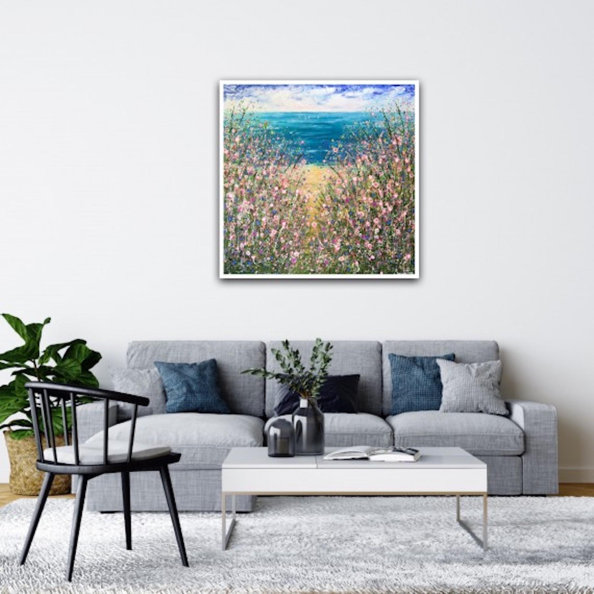Dunes, Sarah Pye, peinture originale, paysage floral, art abordable en vente 6