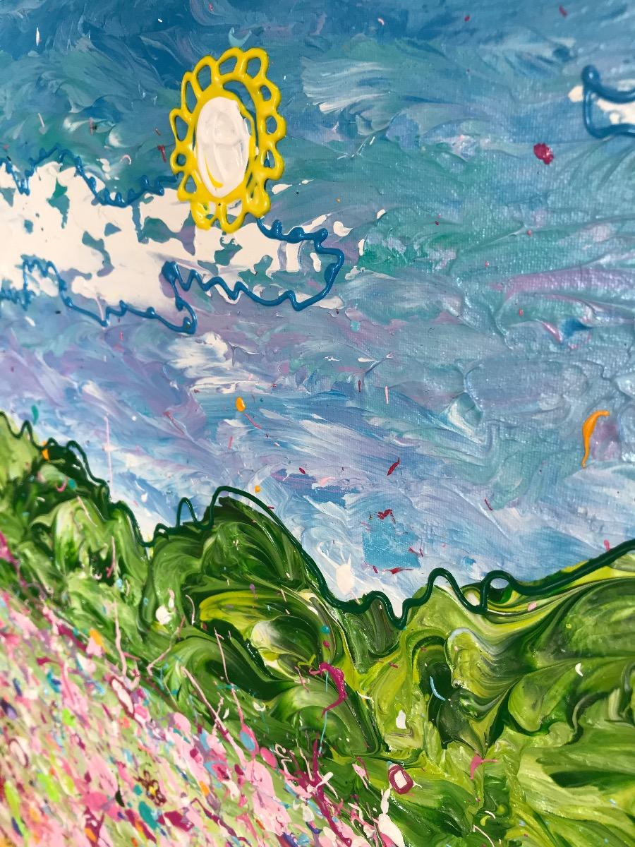 Feld der Träume, Originalgemälde, Landschaft, abstrakt, zeitgenössisch (Grau), Landscape Painting, von Sarah Pye