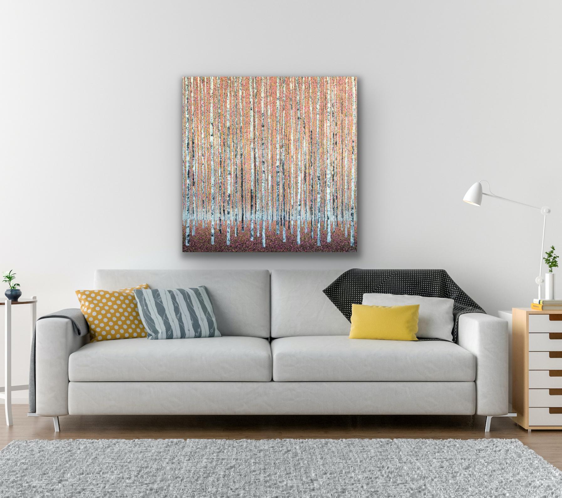 Hues of Summer, Originalgemälde, Landschaft, abstrakt, zeitgenössisch – Painting von Sarah Pye