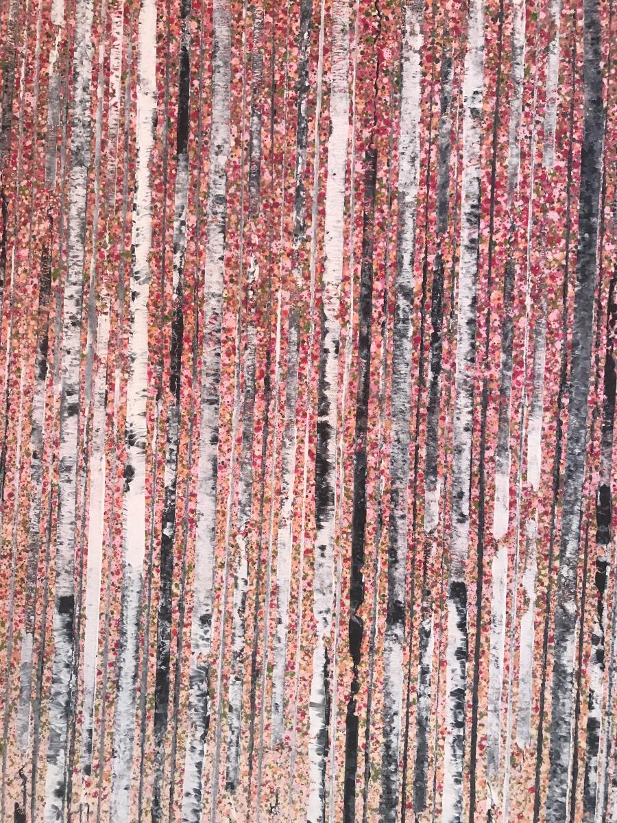 Frühlingsdämmerung, Originalgemälde, Landschaft, abstrakt, zeitgenössisch (Zeitgenössisch), Painting, von Sarah Pye