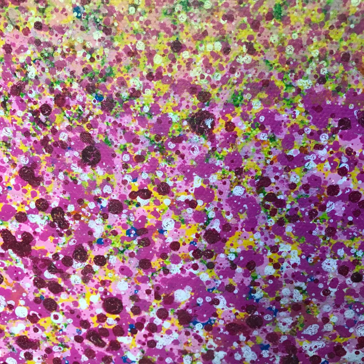 Ala blanca y flor de primavera, Pintura original, Paisaje, Arte arbóreo, Árbol rosa - Painting Contemporáneo de Sarah Pye