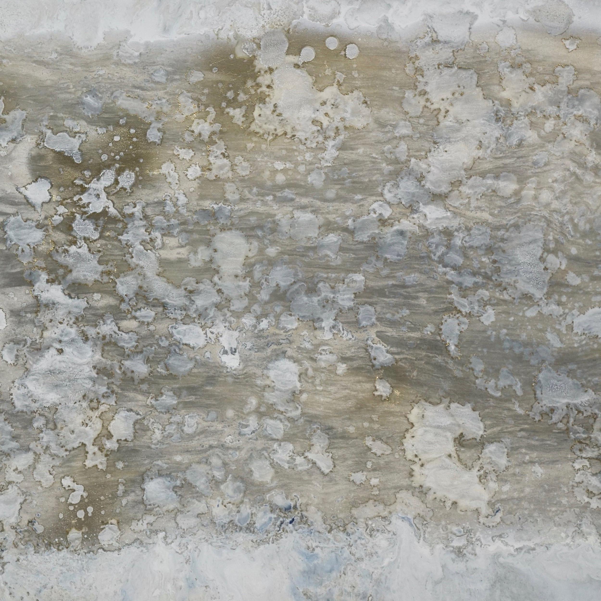 Alchemy and Ivory by Sarah Raskey. White and gold. Mixed media on canvas  For Sale 2