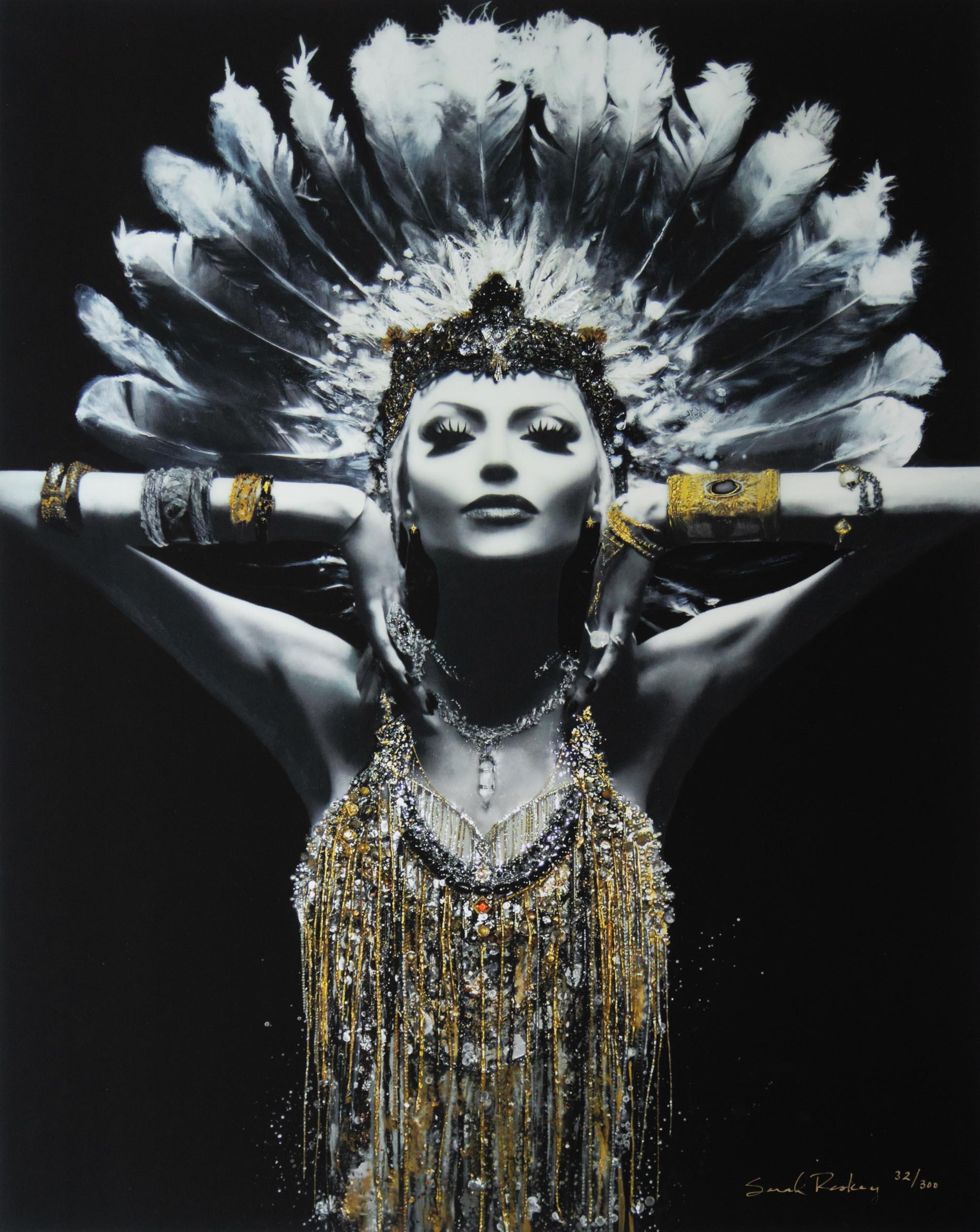 This is an archival matte paper print of the original Lady Lucent of Awakening hanging at Hotel Allegro in Chicago.
16x20 inches and signed by the artist. 
Print is not framed, ships flat and in lowest numerical order available.
Includes certificate