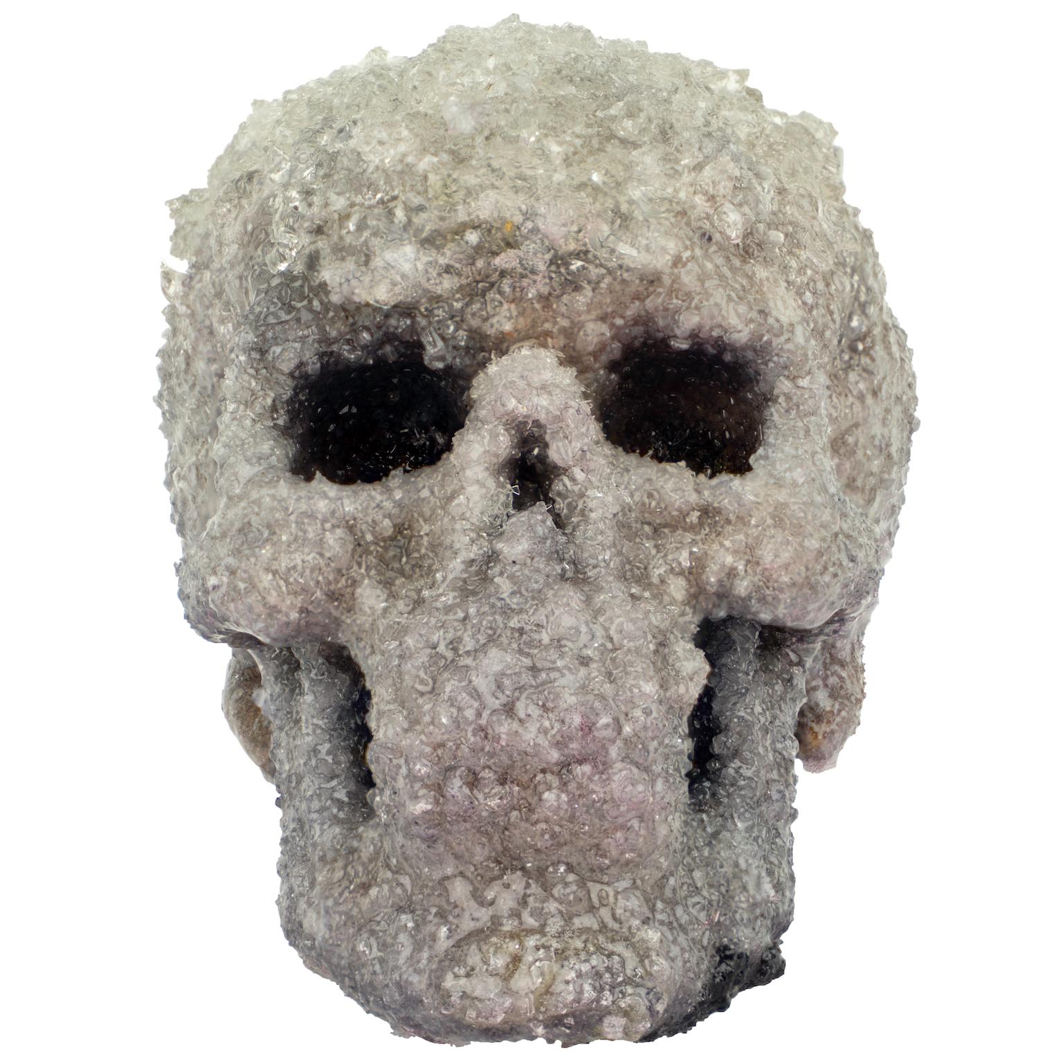 This Crystal Skull Sculpture by Sarah Raskey is a 5 x 4 x 6 inch textured mixed media sculpture composed of studio grown crystals. Acrylic base included.

Sarah Raskey is a visionary artist, a licensed clinical professional psychotherapist, a