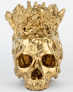 Gold Skull Vase Sculpture, Sarah Raskey
