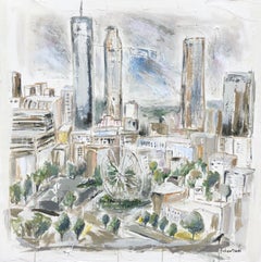 Atlanta, Georgia - Downtown by Sarah Robertson Mixed Media Landscape Painting