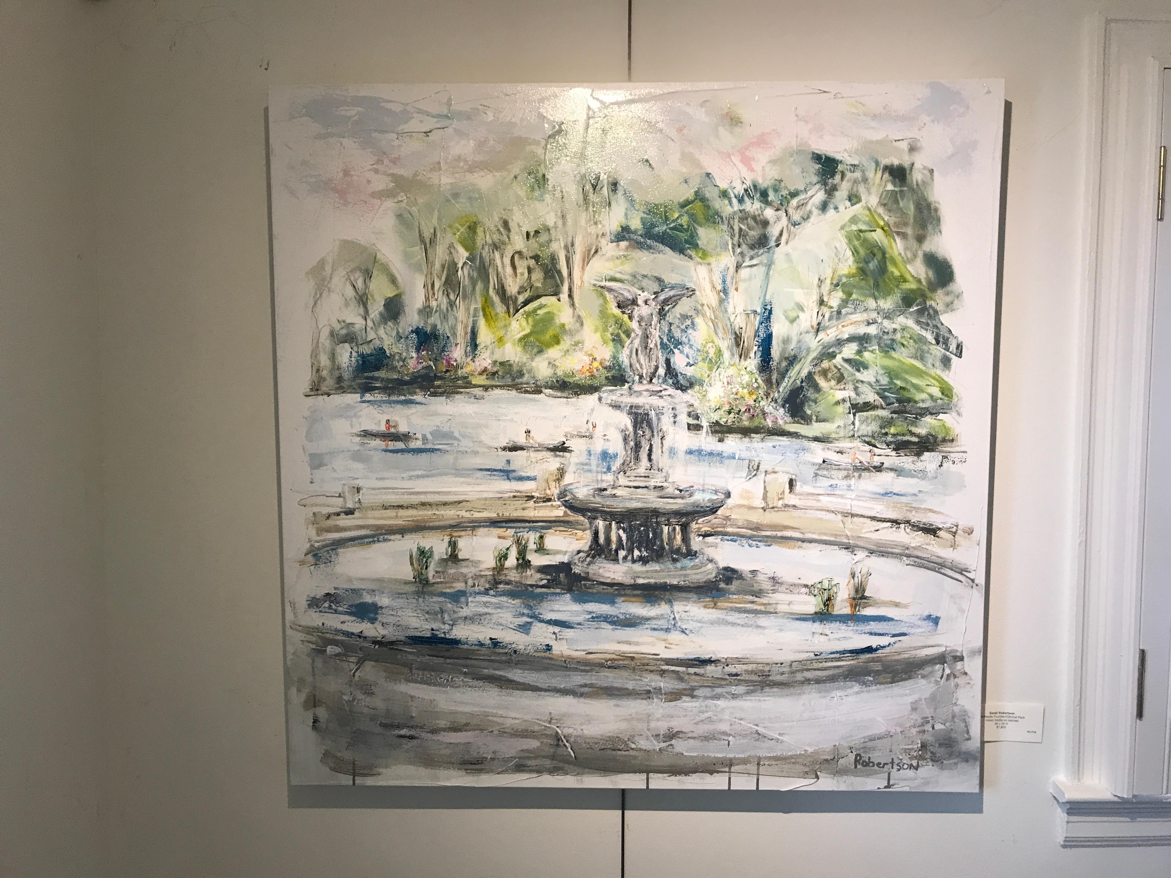 Bethesda Fountain/Central Park, Sarah Robertson Mixed Media on Canvas Painting 1