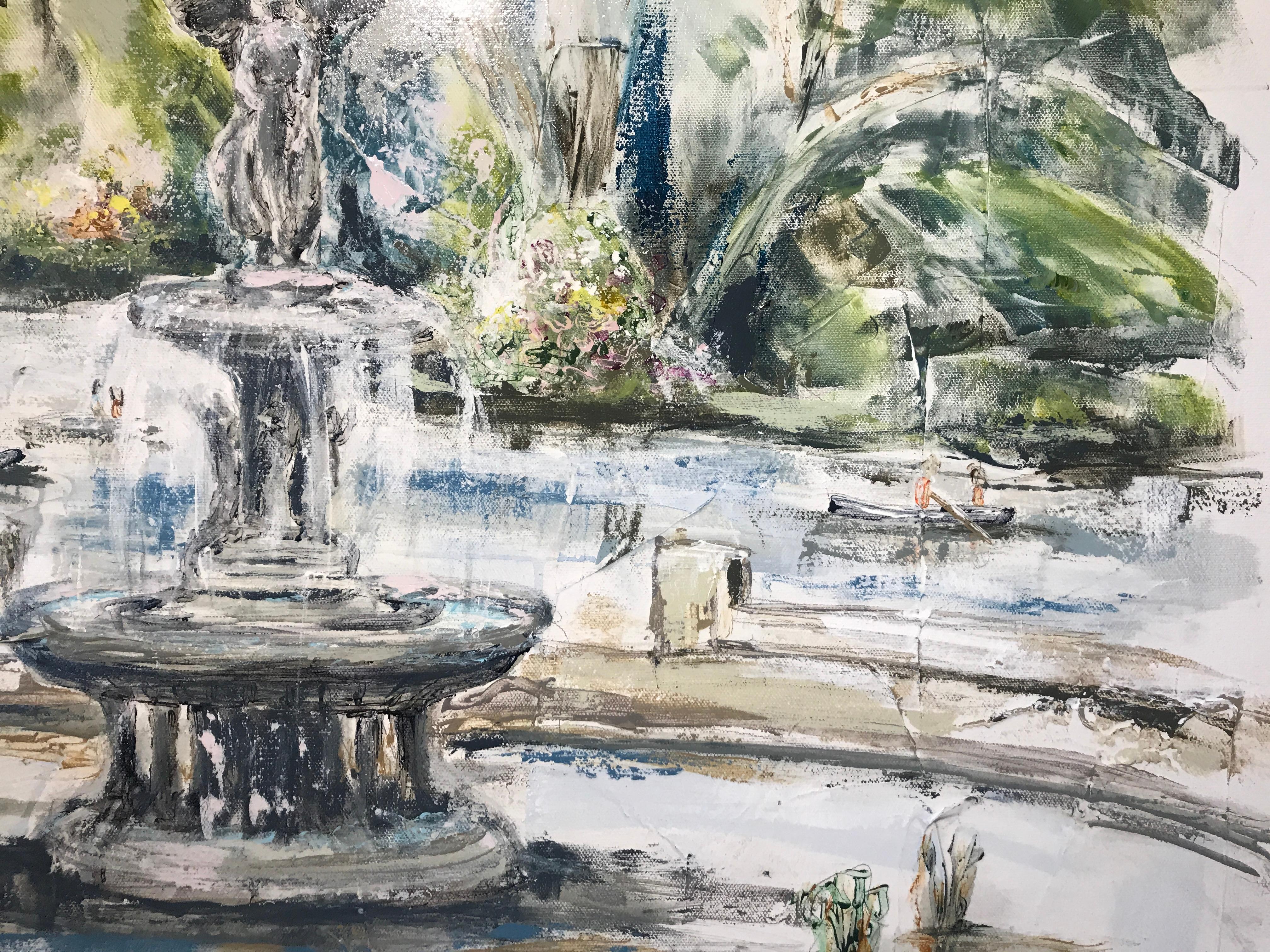 Bethesda Fountain/Central Park, Sarah Robertson Mixed Media on Canvas Painting 4