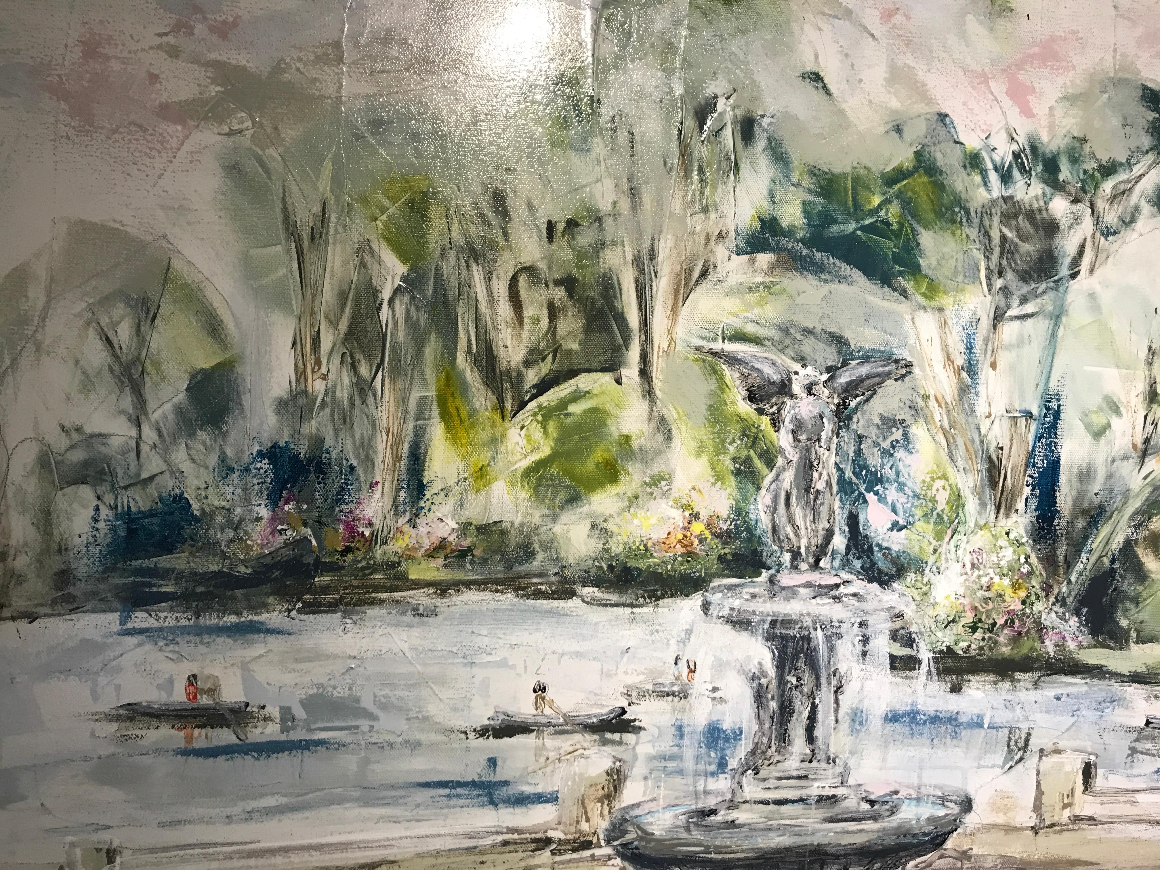 Bethesda Fountain/Central Park, Sarah Robertson Mixed Media on Canvas Painting 6