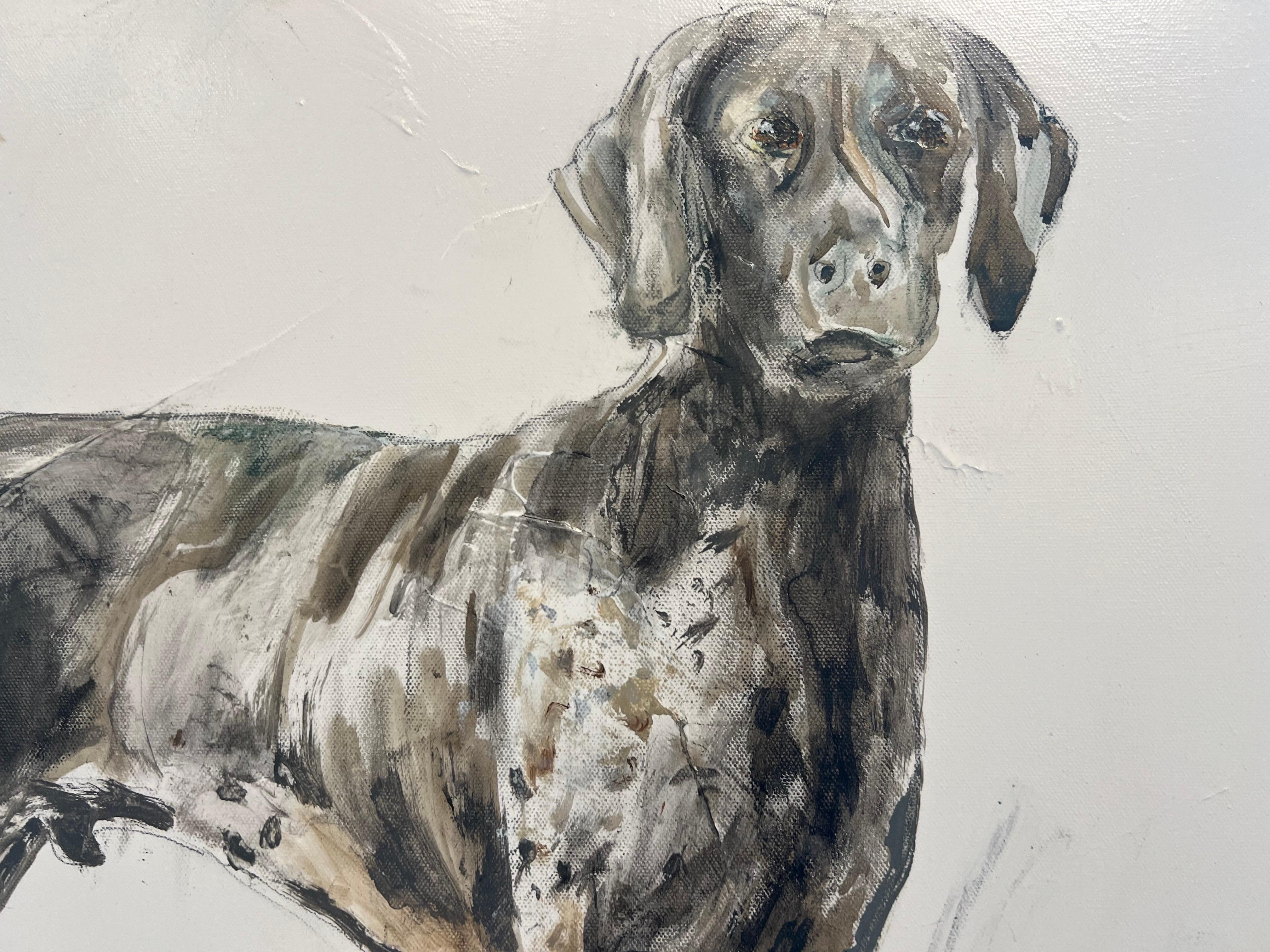 Brother by Sarah Robertson, grande peinture carrée de chien sur toile en vente 7