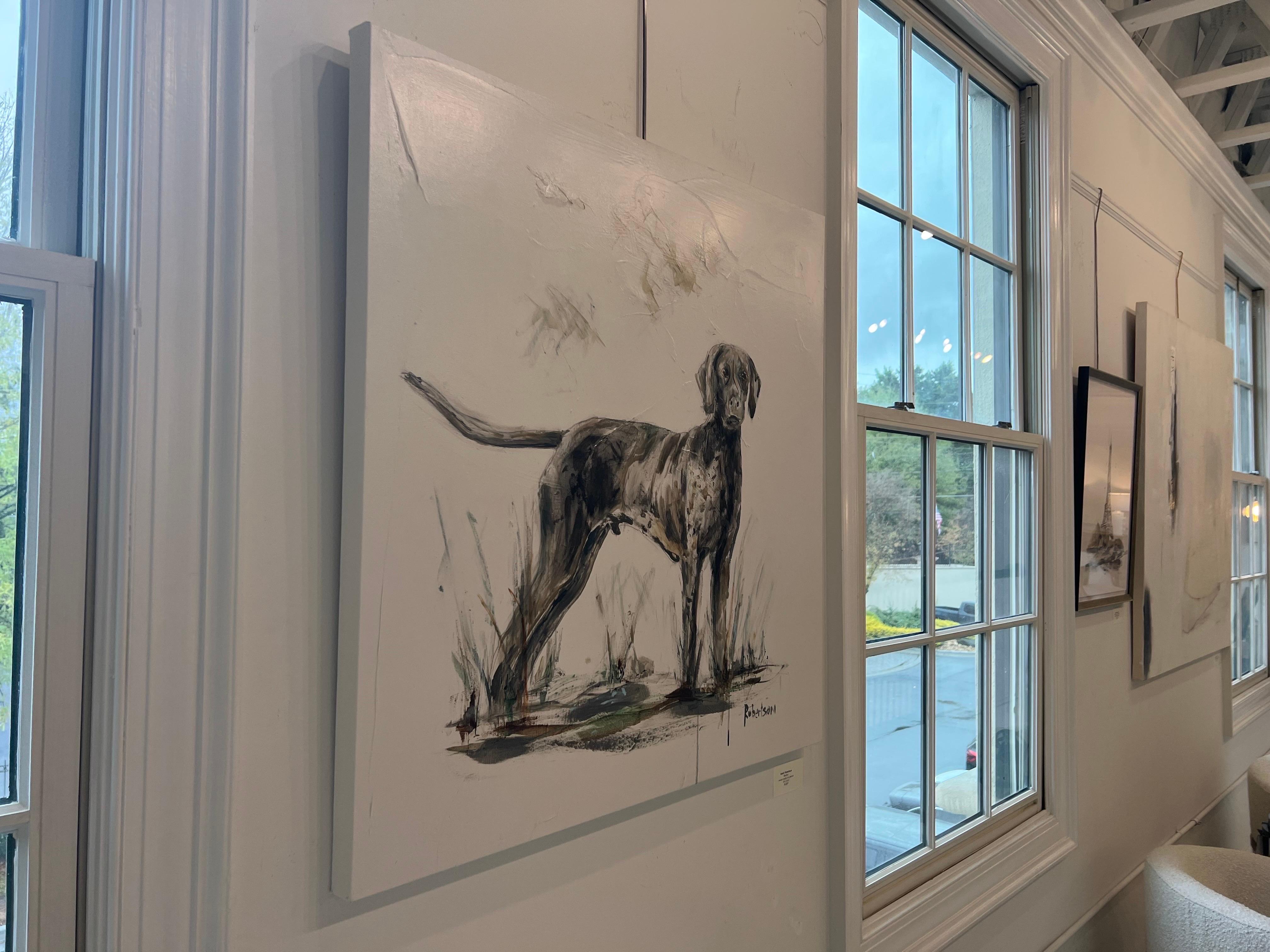 Brother by Sarah Robertson, grande peinture carrée de chien sur toile en vente 8